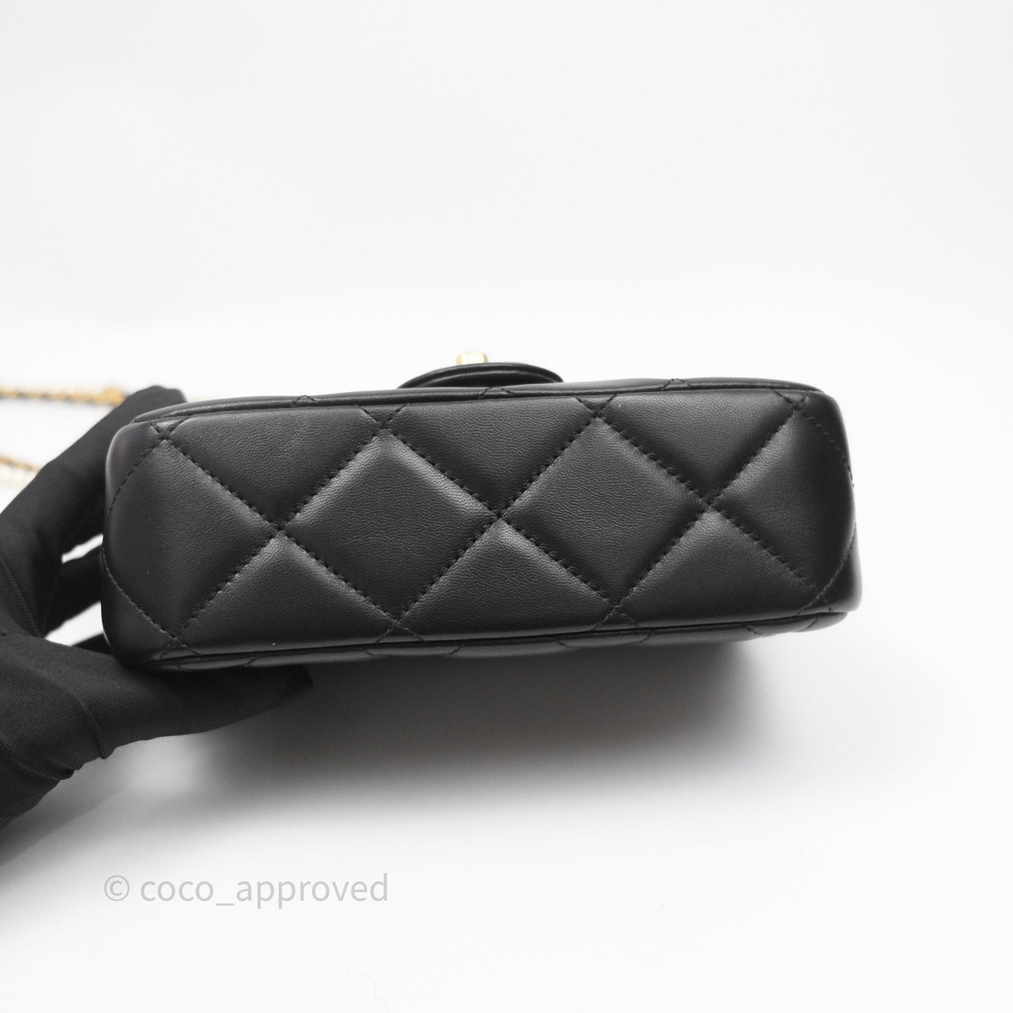 Chanel My Perfect Mini With Pearl Quilted Black Lambskin Gold Hardware