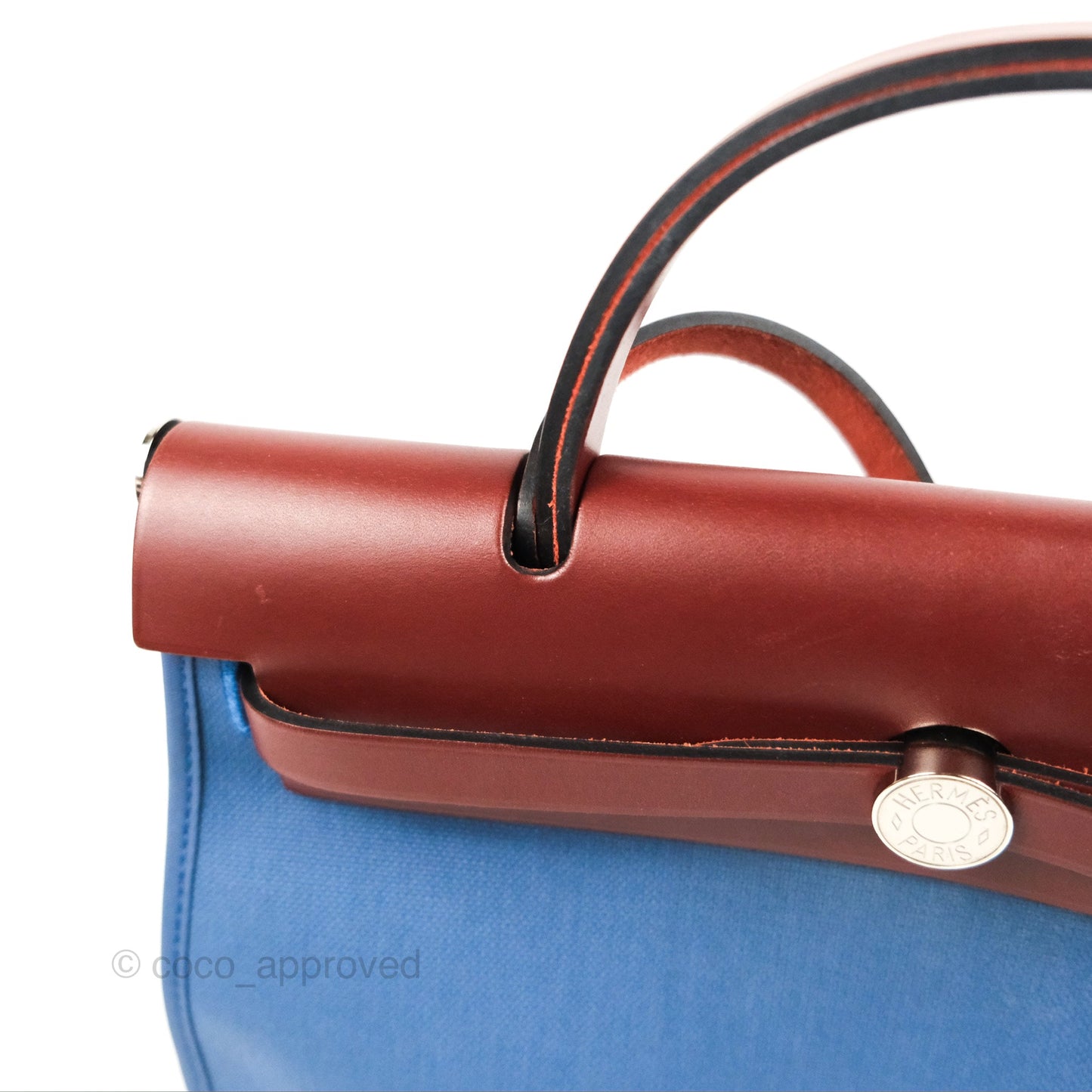 Hermès Herbag Zip 31 Rouge H/Bleu Agate Canvas Palladium Hardware