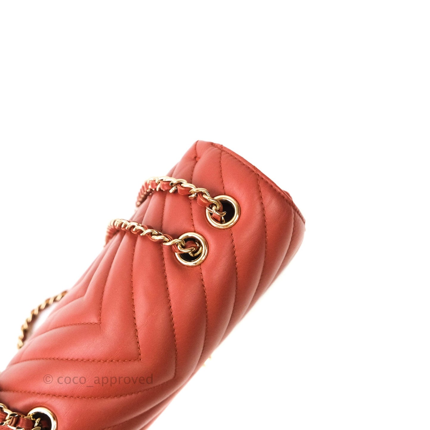 Chanel Small Statement Chevron Flap Bag Red Lambskin Gold Hardware
