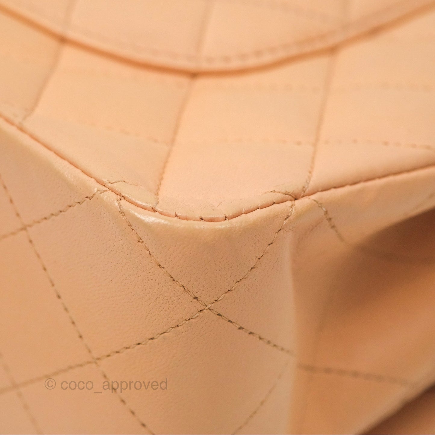 Chanel Classic M/L Medium Flap Quilted Beige Pink Lambskin Gold Hardware