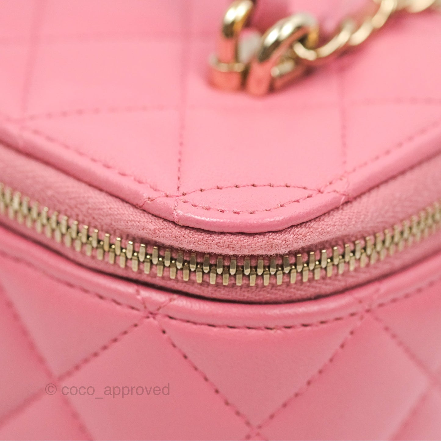 Chanel Vanity Rectangular Top Handle Pink Lambskin Gold Hardware
