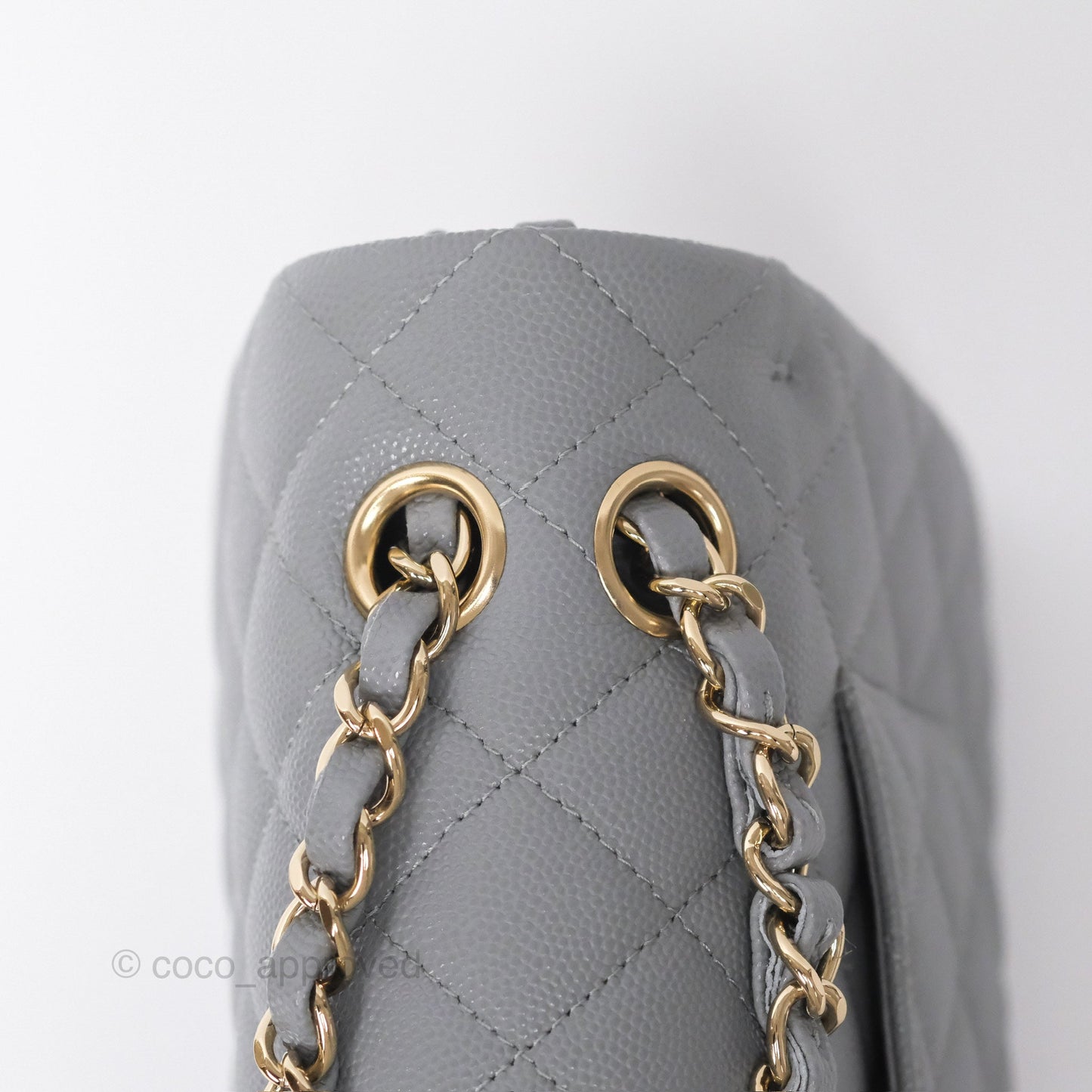 Chanel Classic M/L Medium Flap Quilted Grey Caviar Gold Hardware