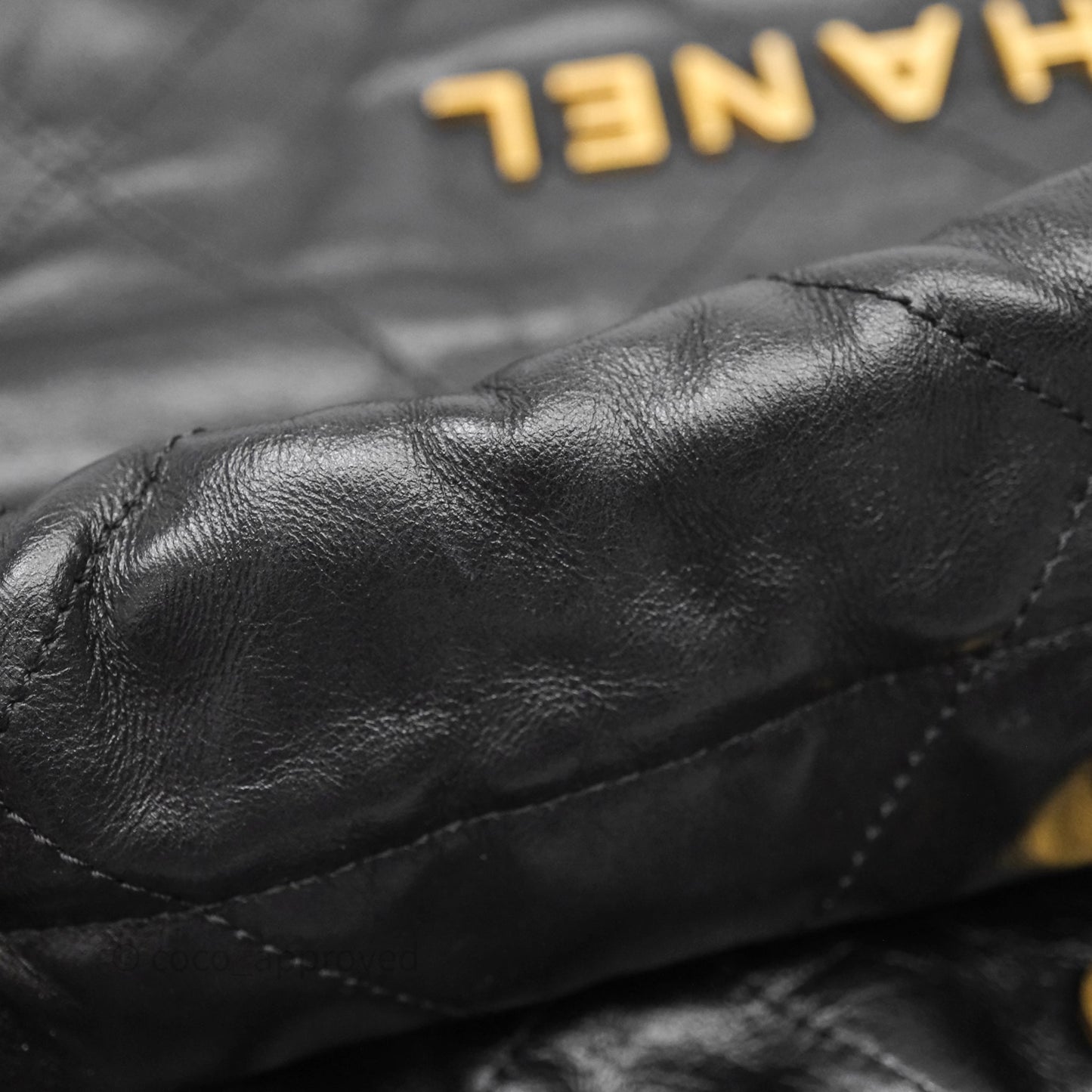 Chanel 22 Small Black Calfskin Aged Gold Hardware