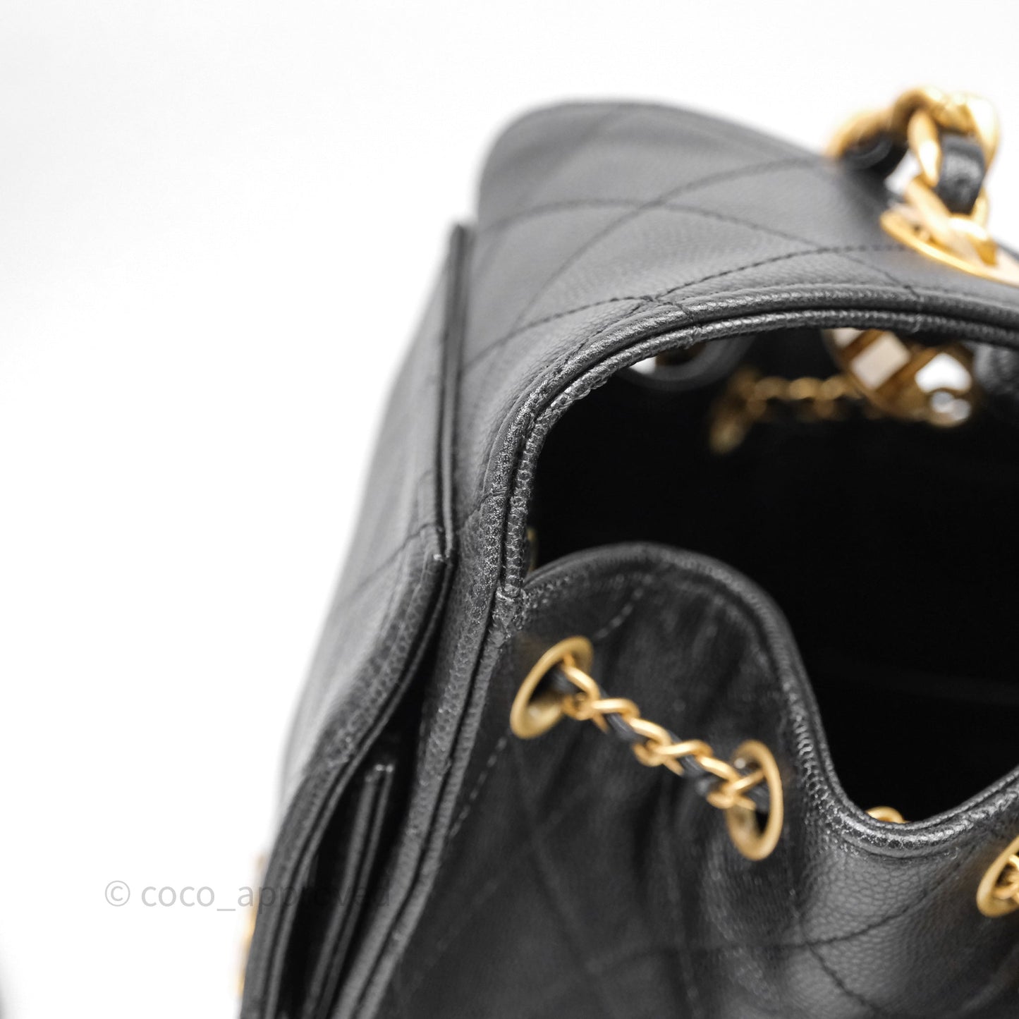 Chanel 25 Small Black Caviar Aged Gold Hardware