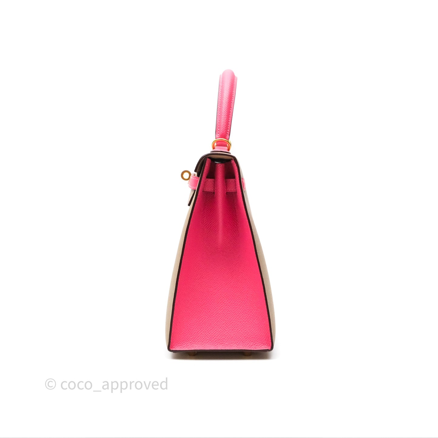 Hermès Kelly 25 Sellier Begie/Pink Epsom Gold Hardware