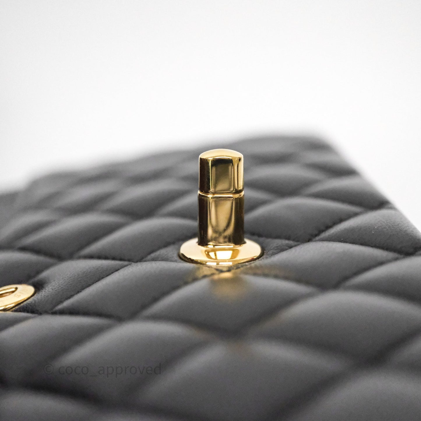 Chanel Classic M/L Medium Flap Quilted Black Lambskin Gold Hardware