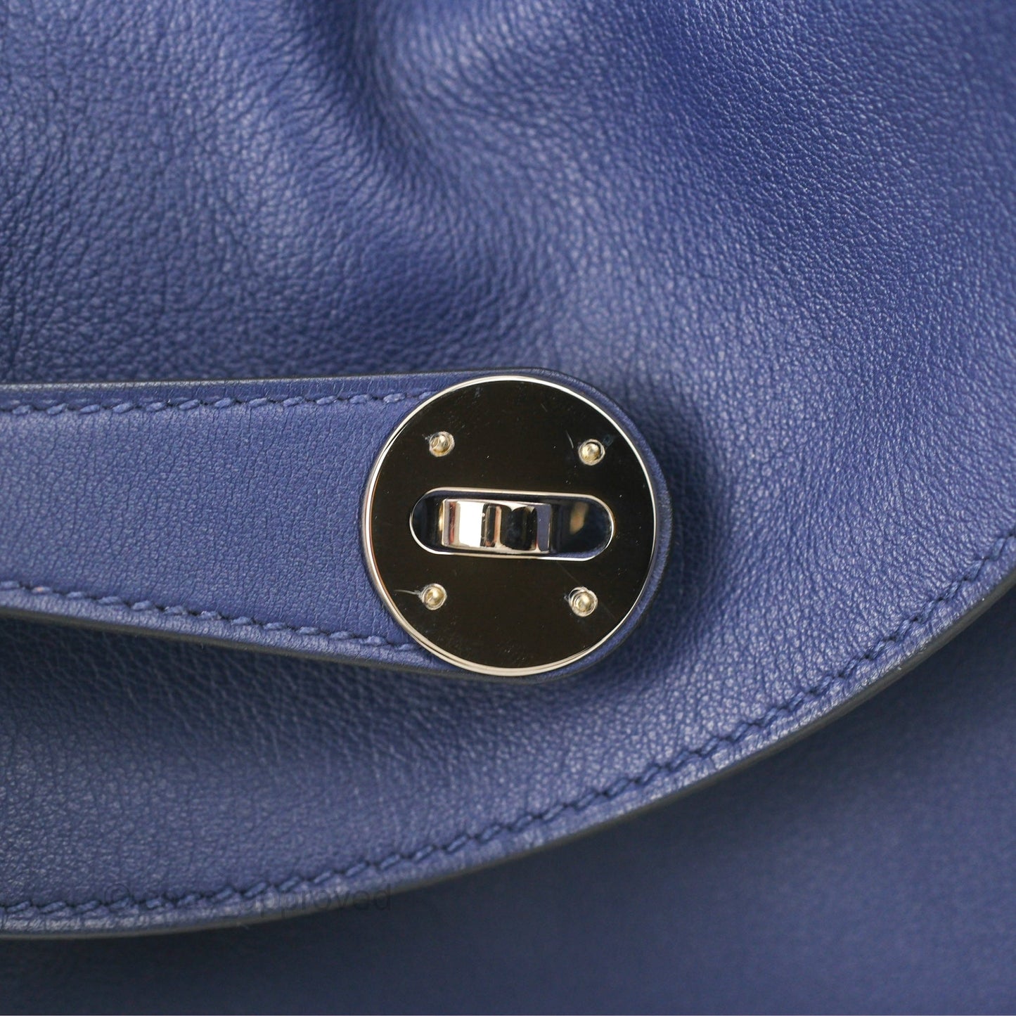 Hermès Lindy Tressage De Cuir 30 Bleu Encre/Brique/Black Swift Palladium Hardware