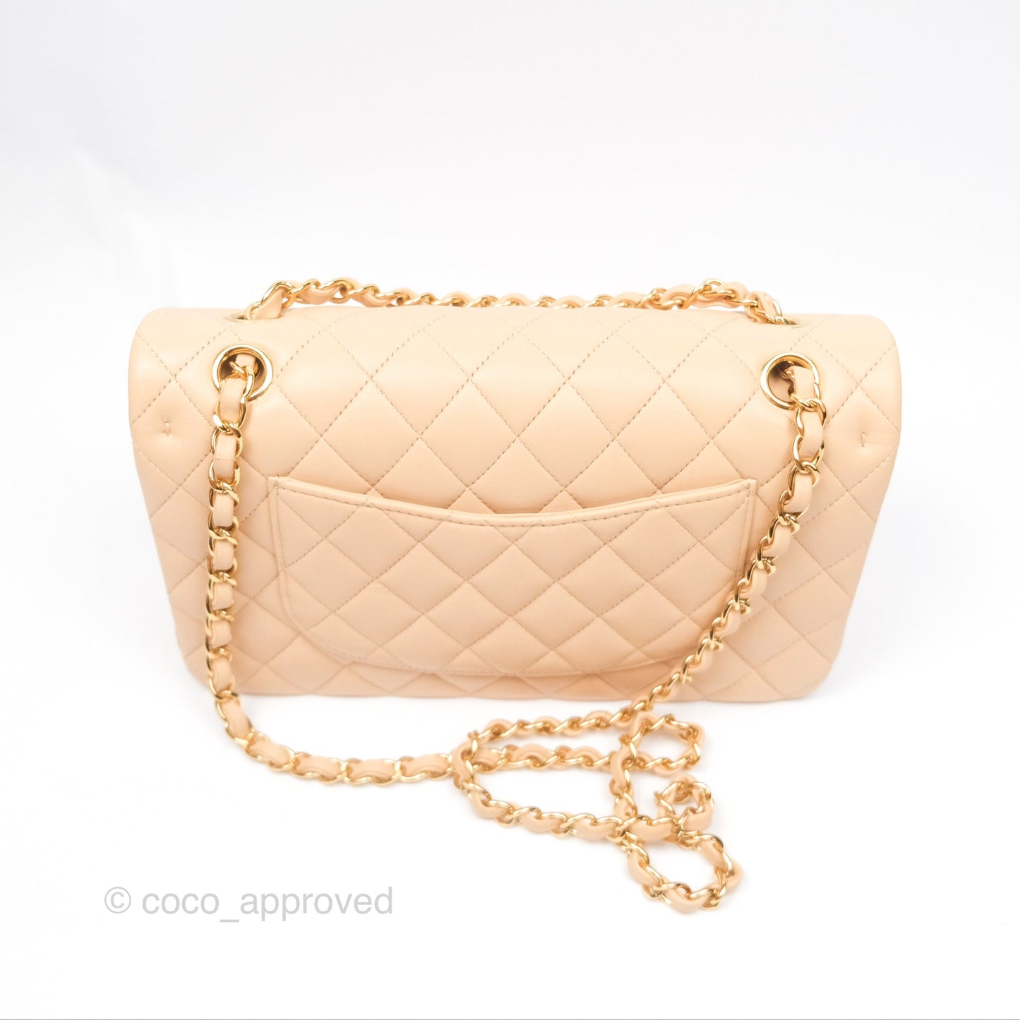 Chanel Classic M/L Medium Flap Quilted Beige Lambskin Gold Hardware