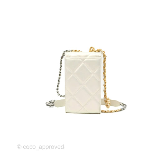 Chanel 19 Phone Holder Iridescent Ivory Mixed Hardware