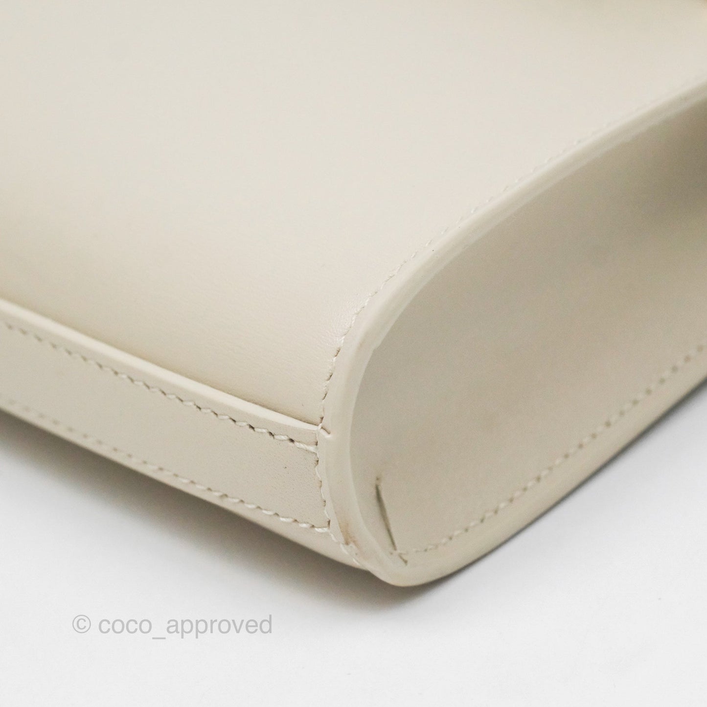Saint Laurent Mini Manhattan Box Calfskin Blanc Vintage Gold Hardware