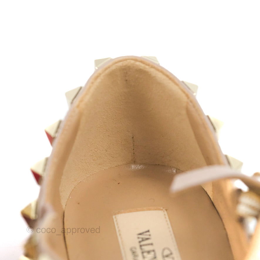 Valentino Garavani Rockstud Caged Flats In Red Size 35