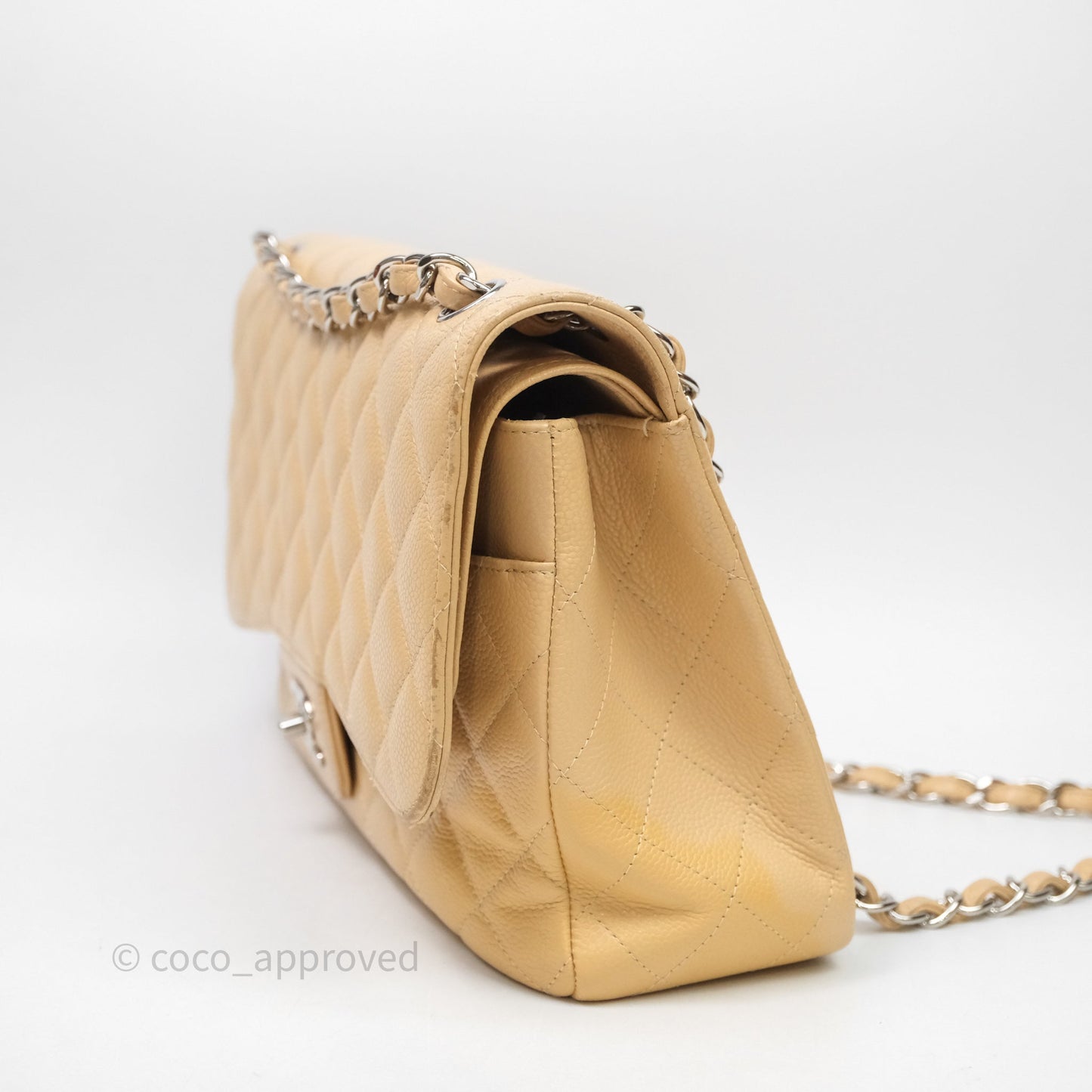 Chanel Jumbo Double Flap Beige Caviar Silver Hardware⁣⁣