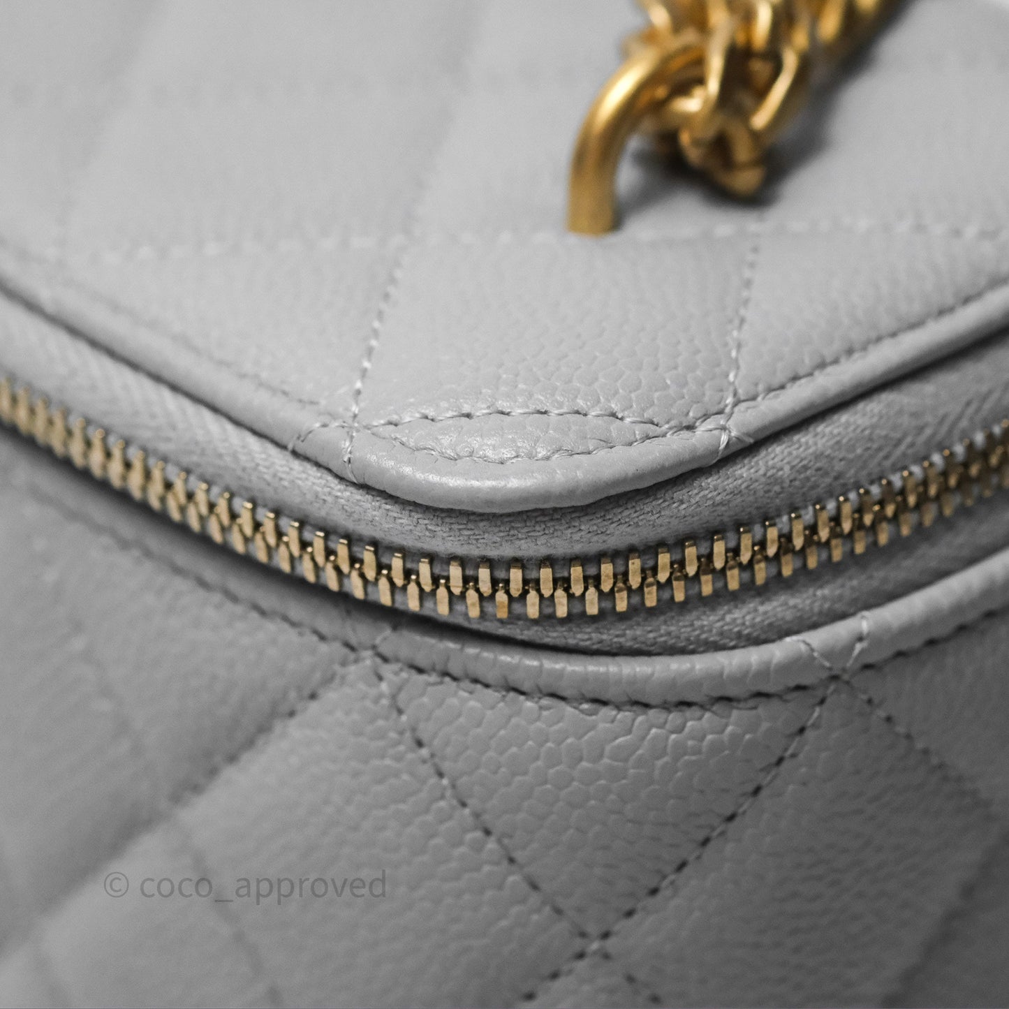 Chanel Vanity with Heart Adjustable Chain Grey Caviar Aged Gold Hardware