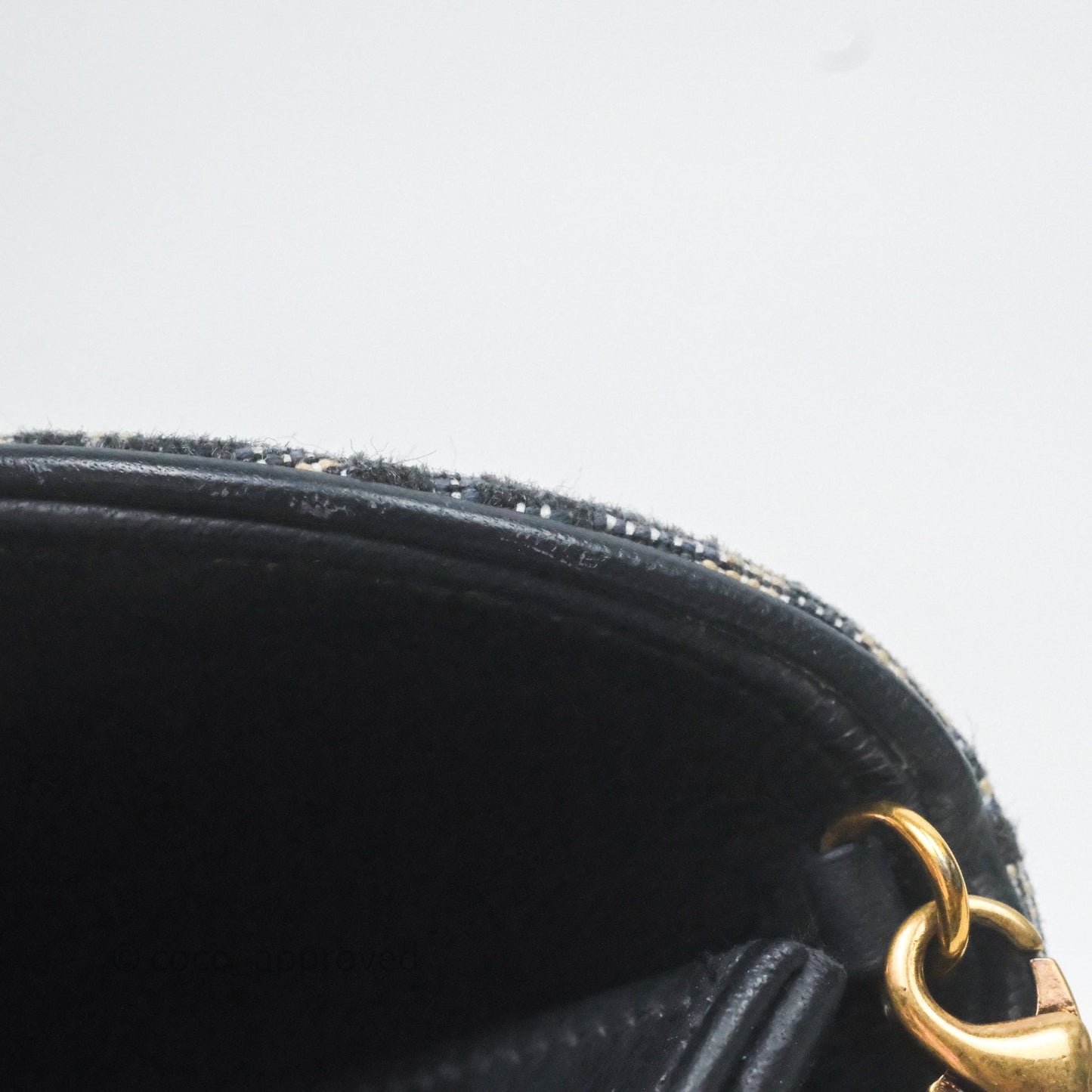 Small Saddle Pouch Wallet with Chain Blue Dior Oblique Jacquard