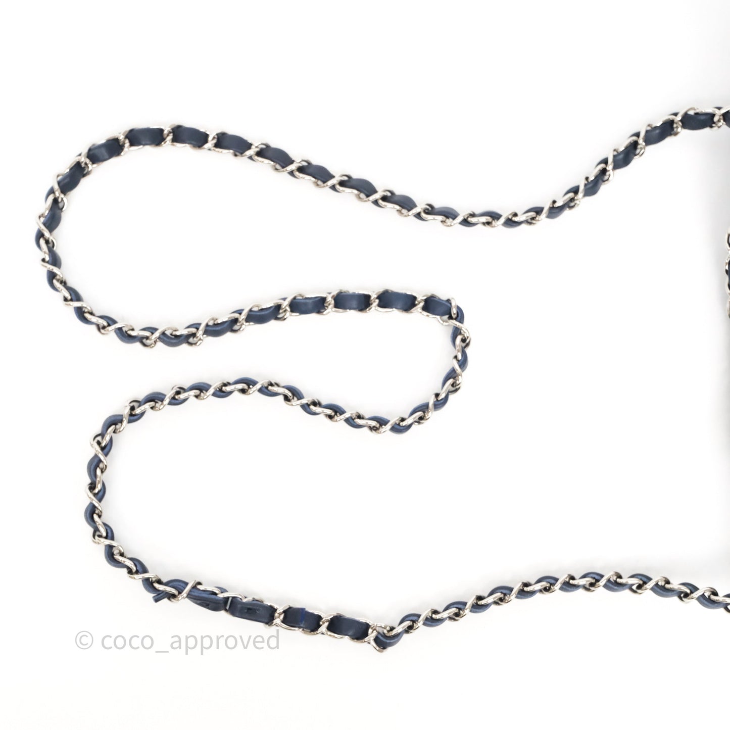 Chanel Medium CC Sequins Flap Bag White/ Navy Silver Hardware 19P
