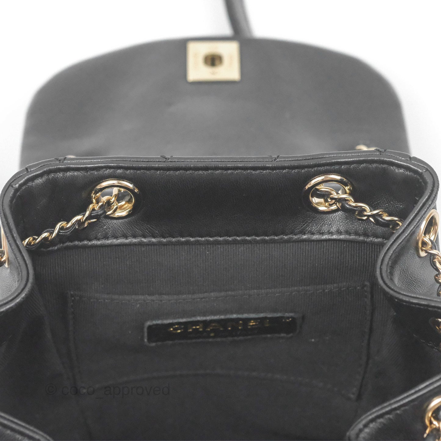 Chanel Quilted Small Duma Drawstring Backpack Black Lambskin