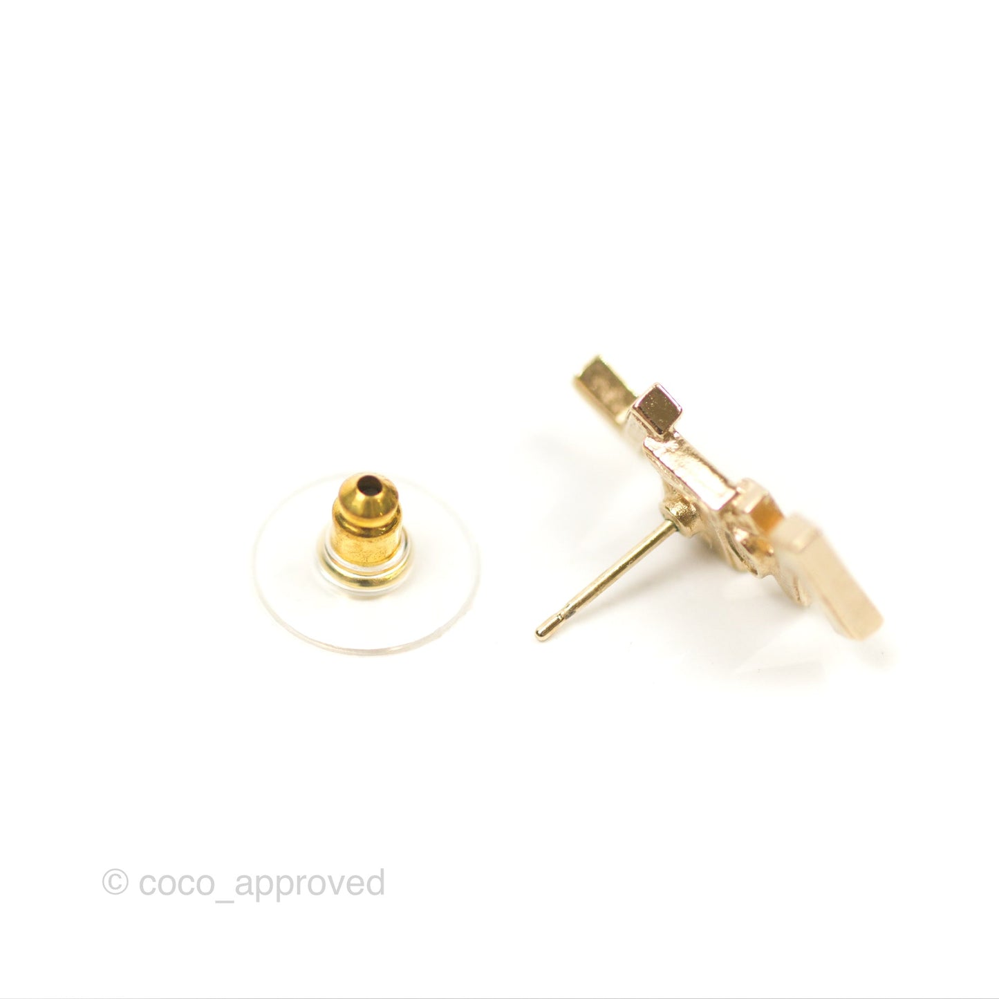 Chanel Logo CHA-NEL Crystal Earrings Gold Tone 20B