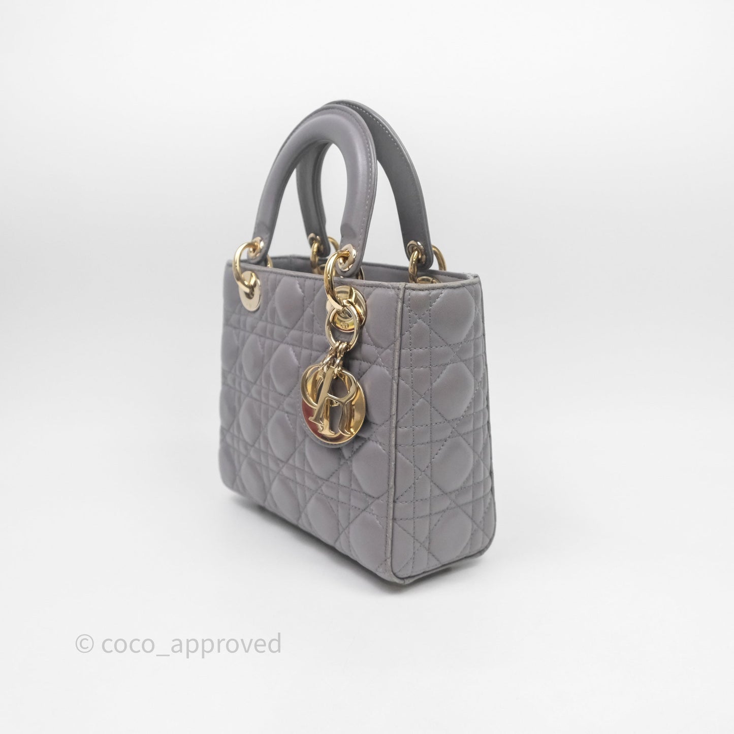 Christian Dior Small Lady Dior My ABCDior Bag Stone Gray Cannage Lambskin