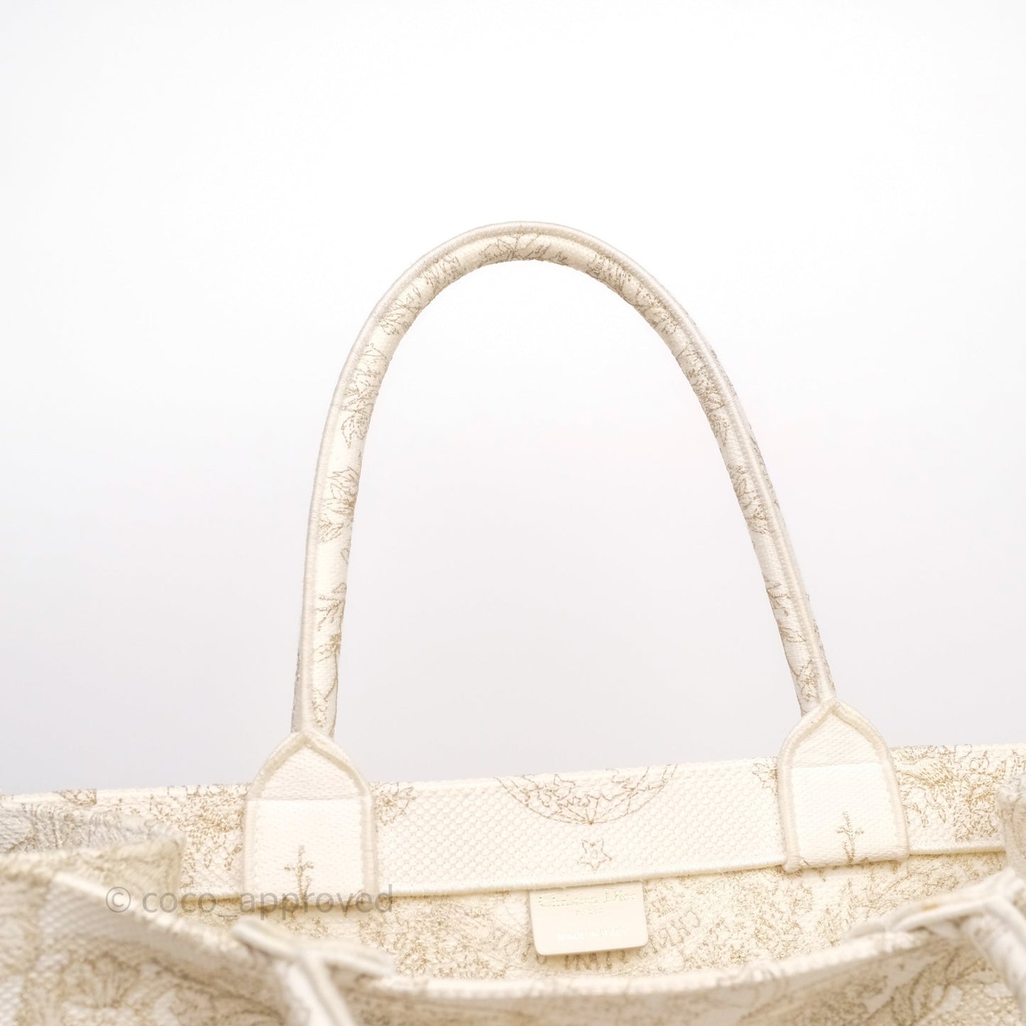 Christian Dior Medium Book Tote Latte Embroidery With Gold-Tone Metallic