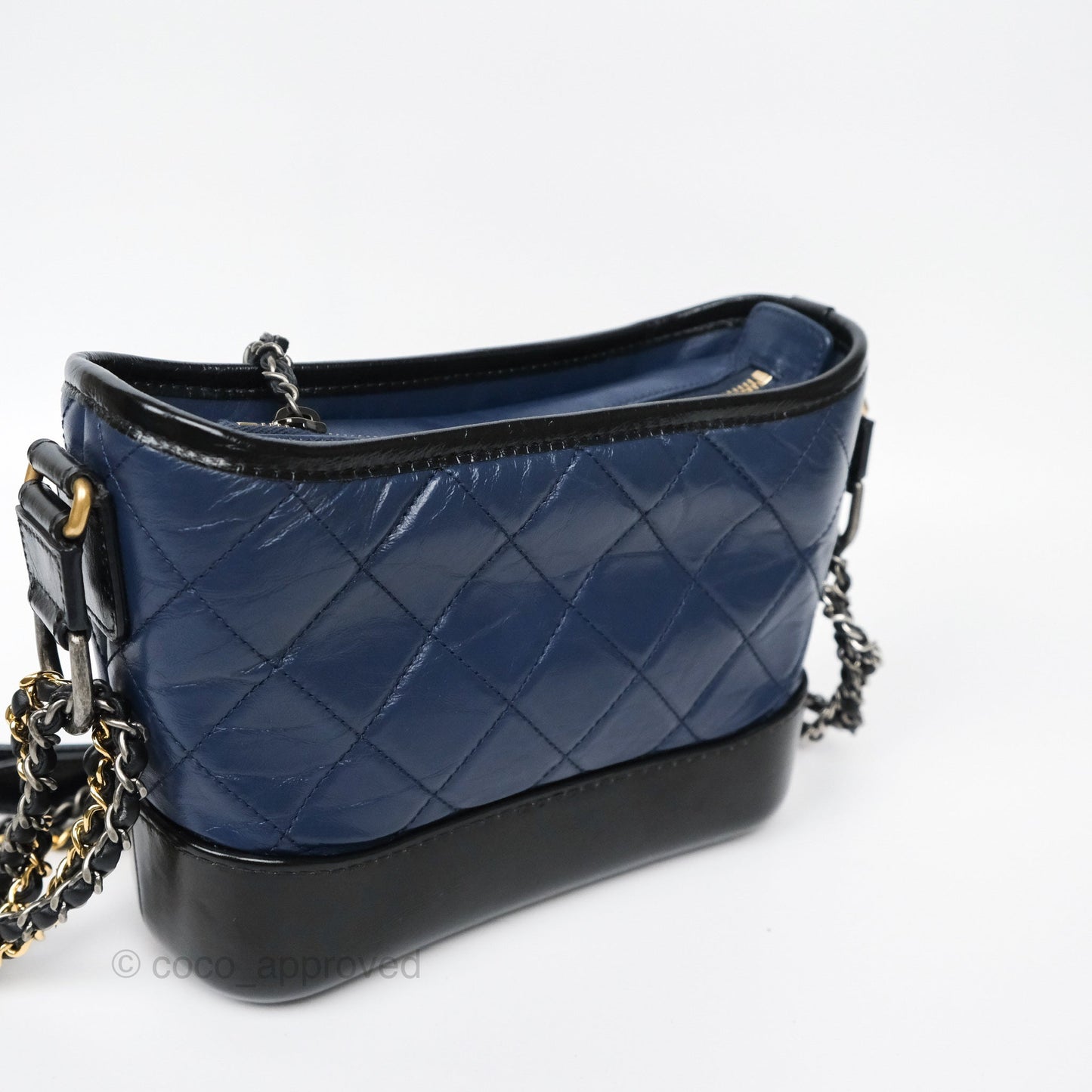Chanel Small Gabrielle Hobo Quilted Black Navy Aged Calfskin