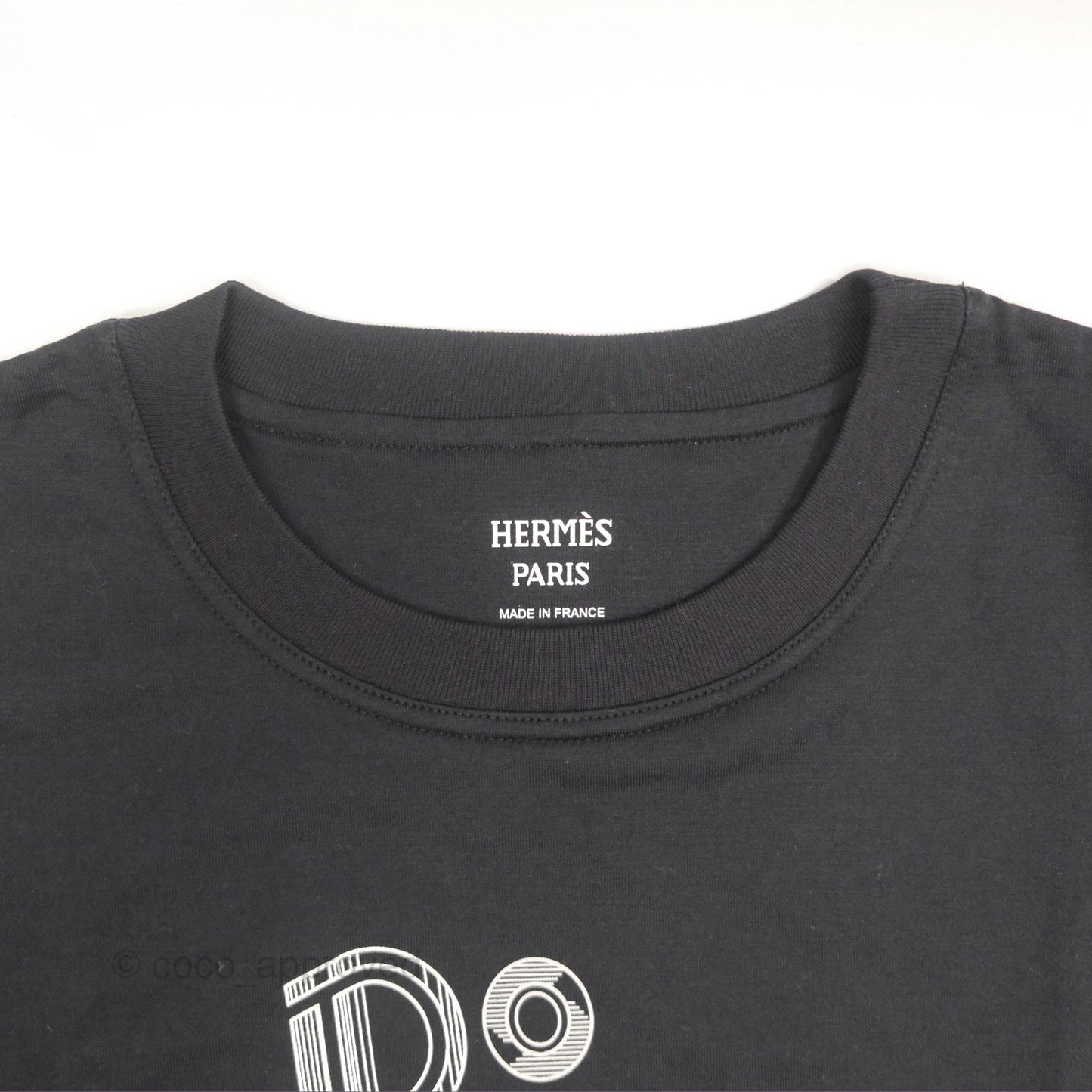 Hermes "Do Re Boucles" Micro T-shirt Cotton Black Size 36