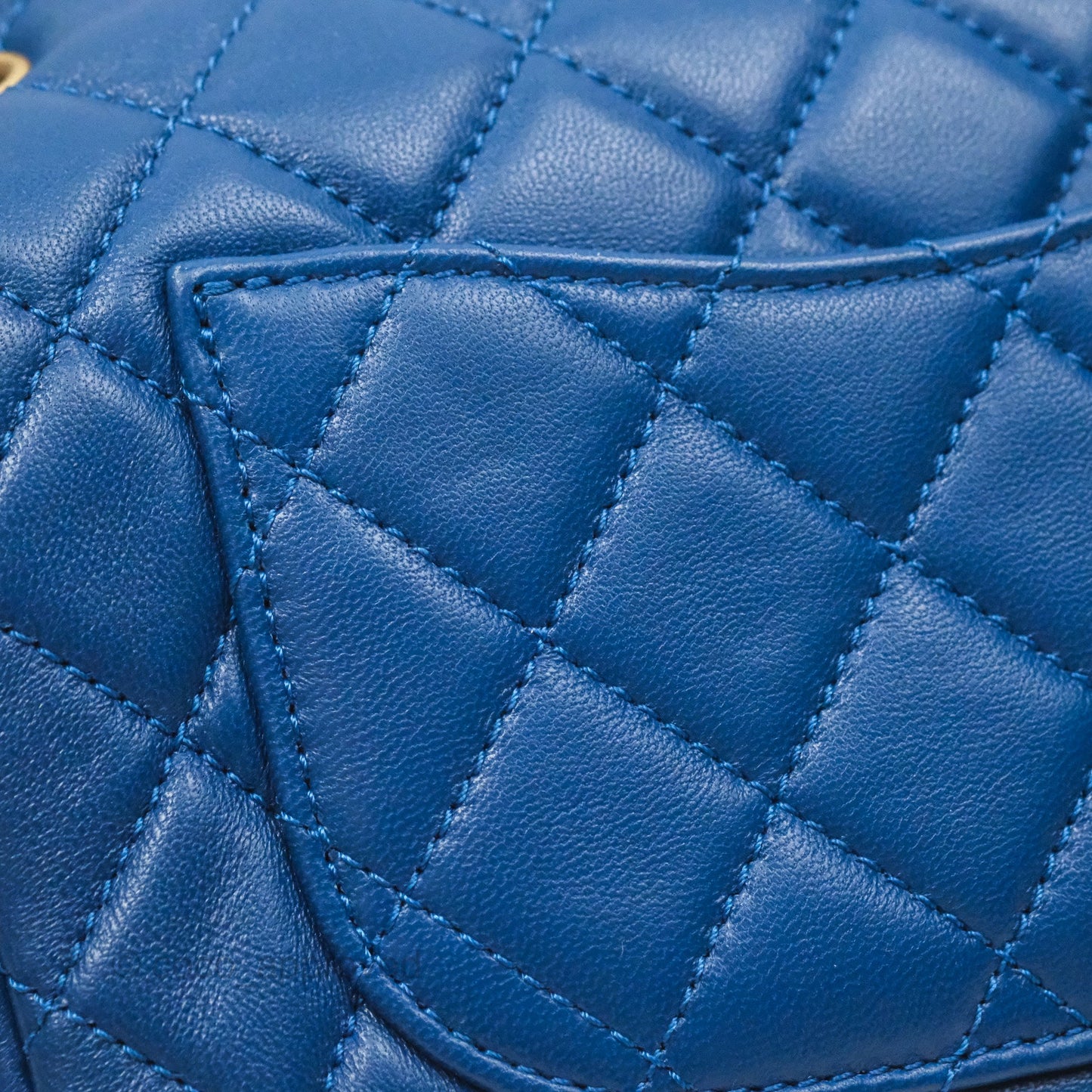Chanel Mini Rectangular Pearl Crush Blue Lambskin Aged Gold Hardware