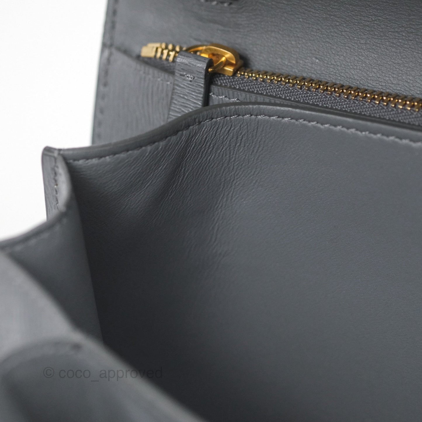 Celine Medium Classic Box Flap Grey Liege Calfskin