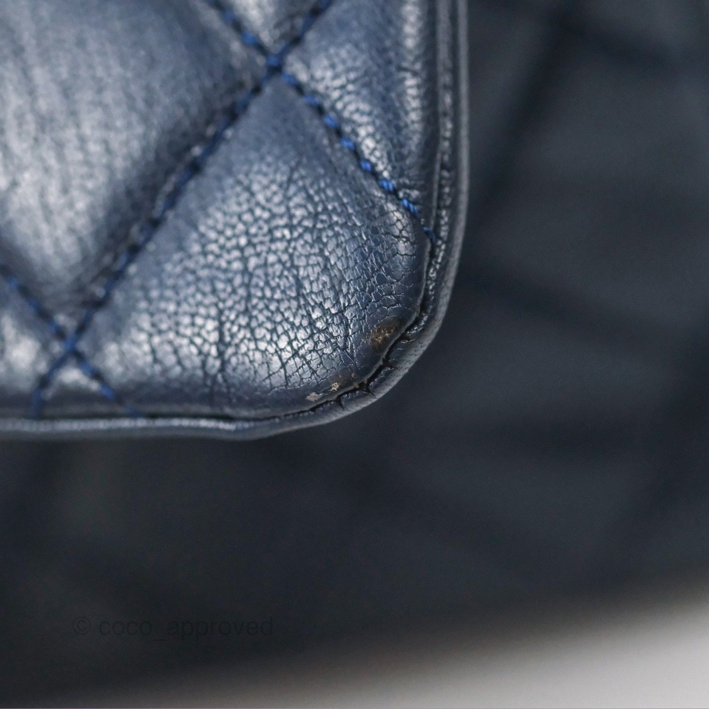 Chanel Quilted Small Double Carry Waist Chain Flap Dark Blue Shiny Goatskin