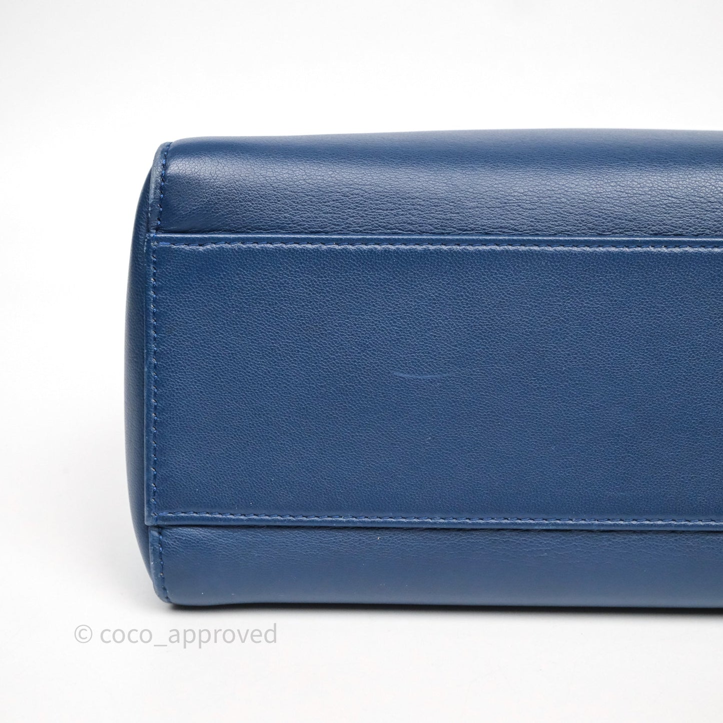 Fendi Nappa Mini Peekaboo Bag Blue Silver Hardware