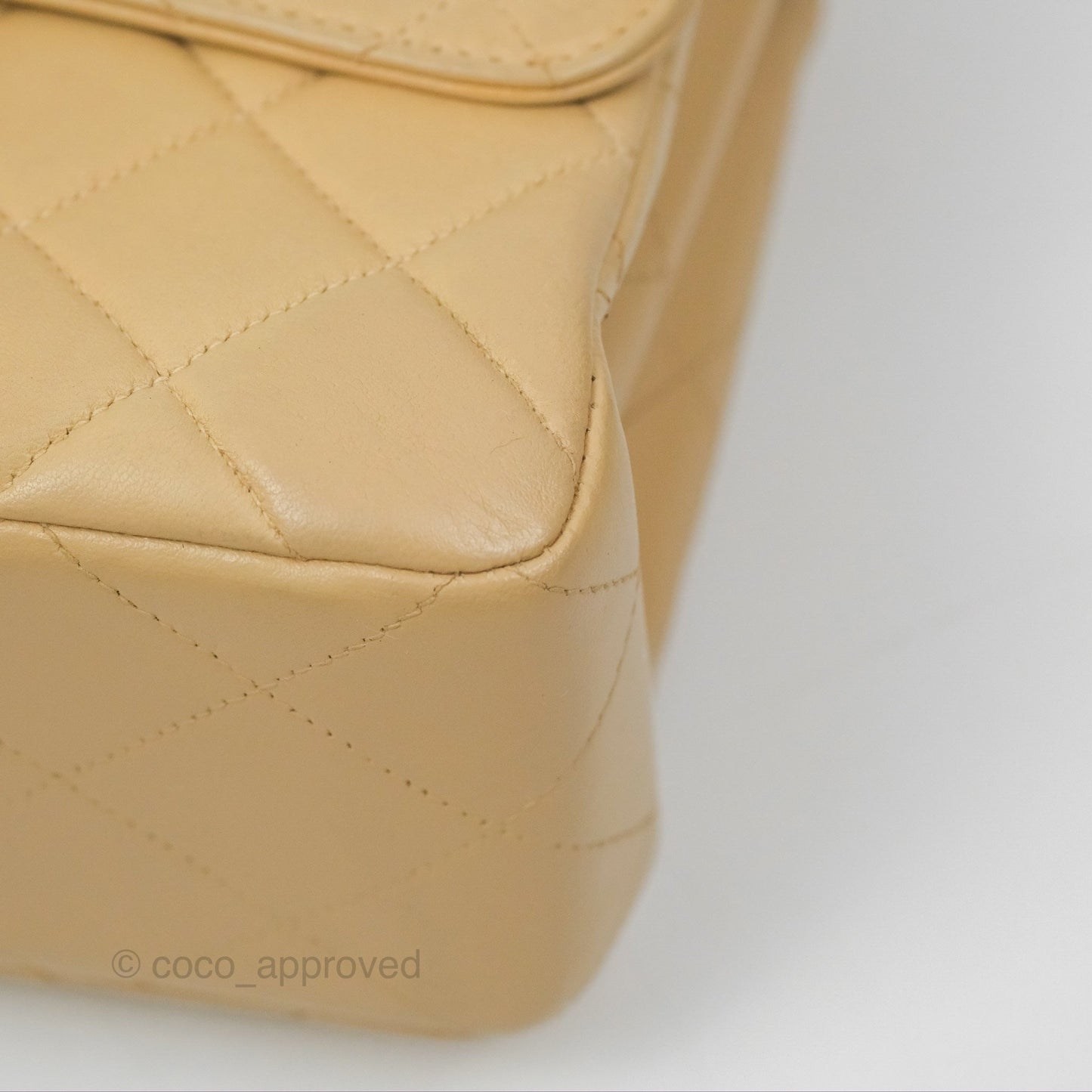 Chanel Vintage Double Sided Flap Bag Quilted Beige Lambskin Gold Hardware