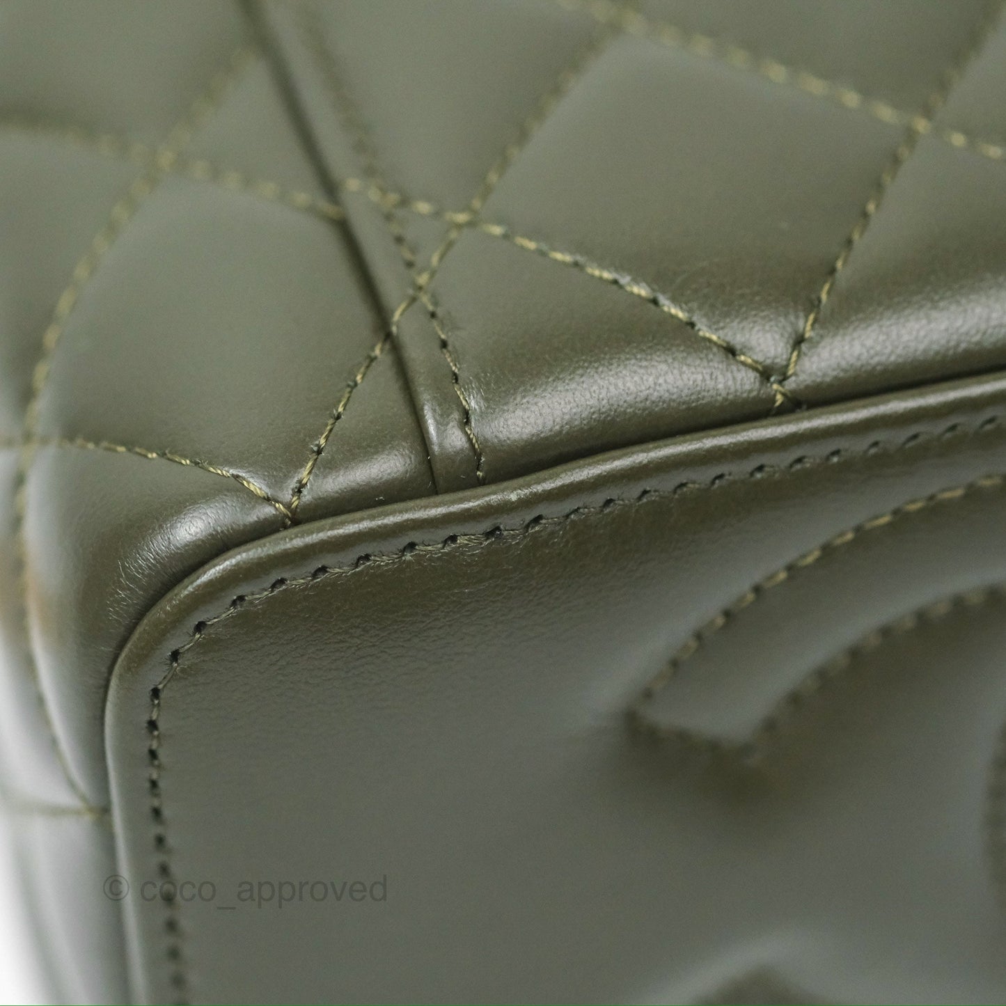 Chanel All Slide Vanity with Adjustable Chain Dark Olive Green Lambskin Aged Gold Hardware
