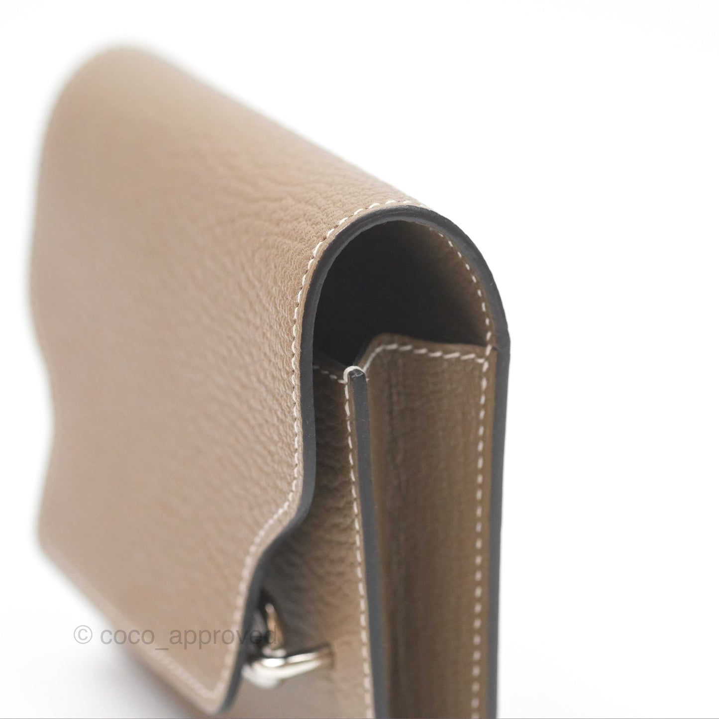 Hermès Roulis Slim Wallet Etoupe Chevre Mysore Palladium Hardware