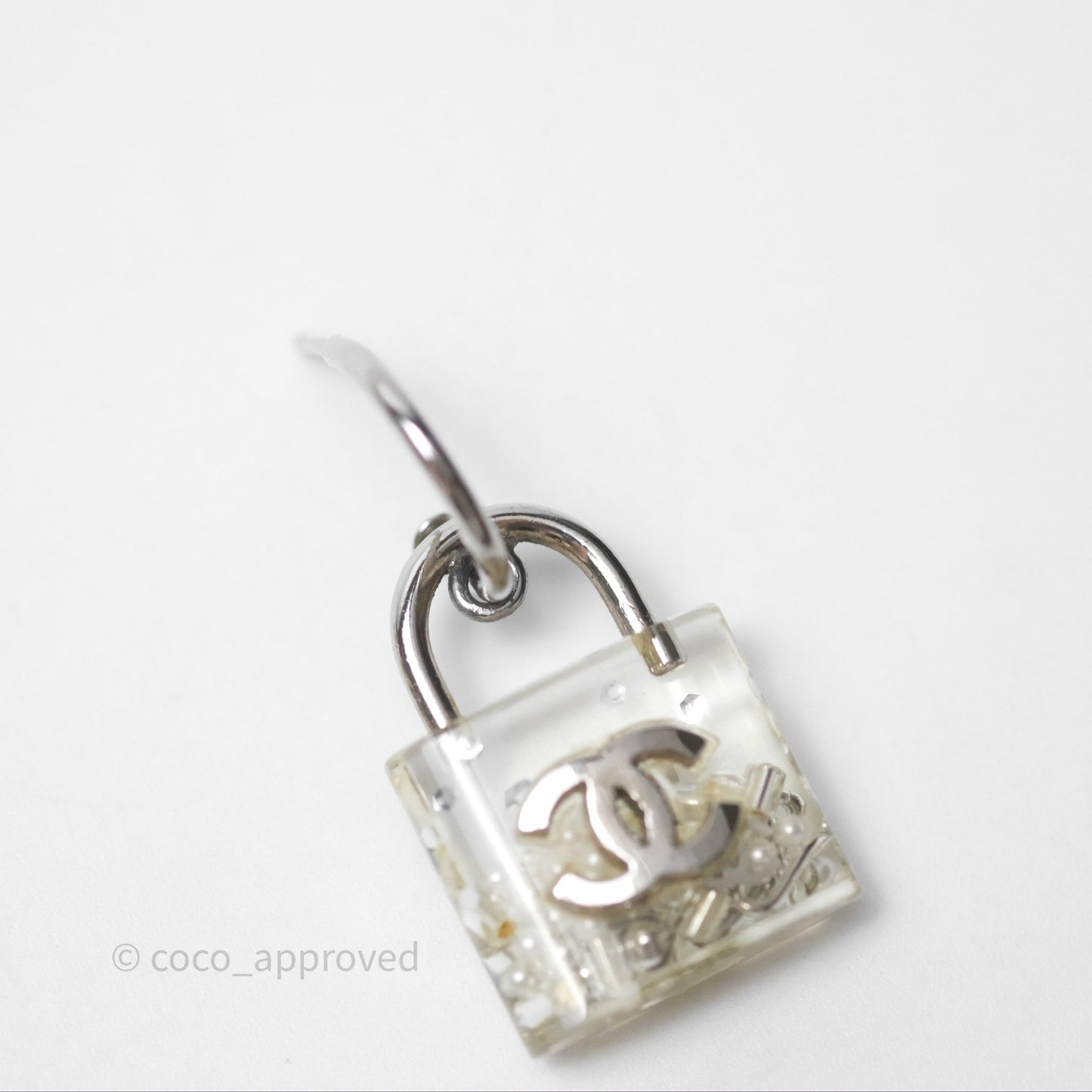 Chanel CC Padlock Resin Drop Earrings 14K