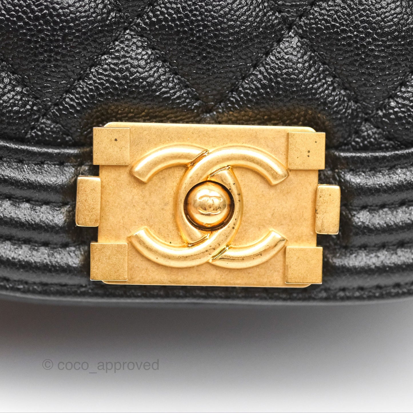 Chanel Boy Messenger Bag Black Caviar Aged Gold Hardware