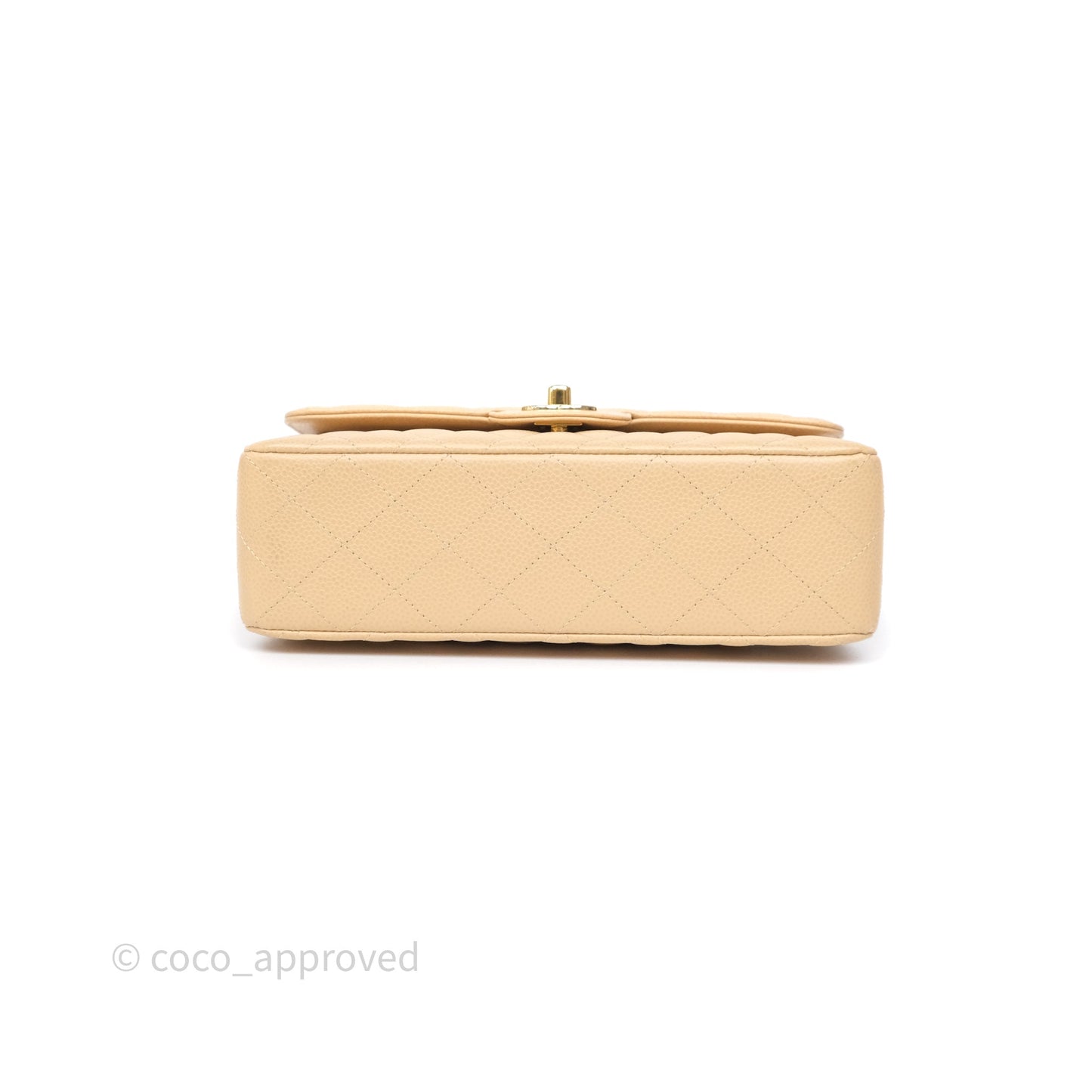 Chanel Small Classic Flap Quilted Beige Caviar Gold Hardware
