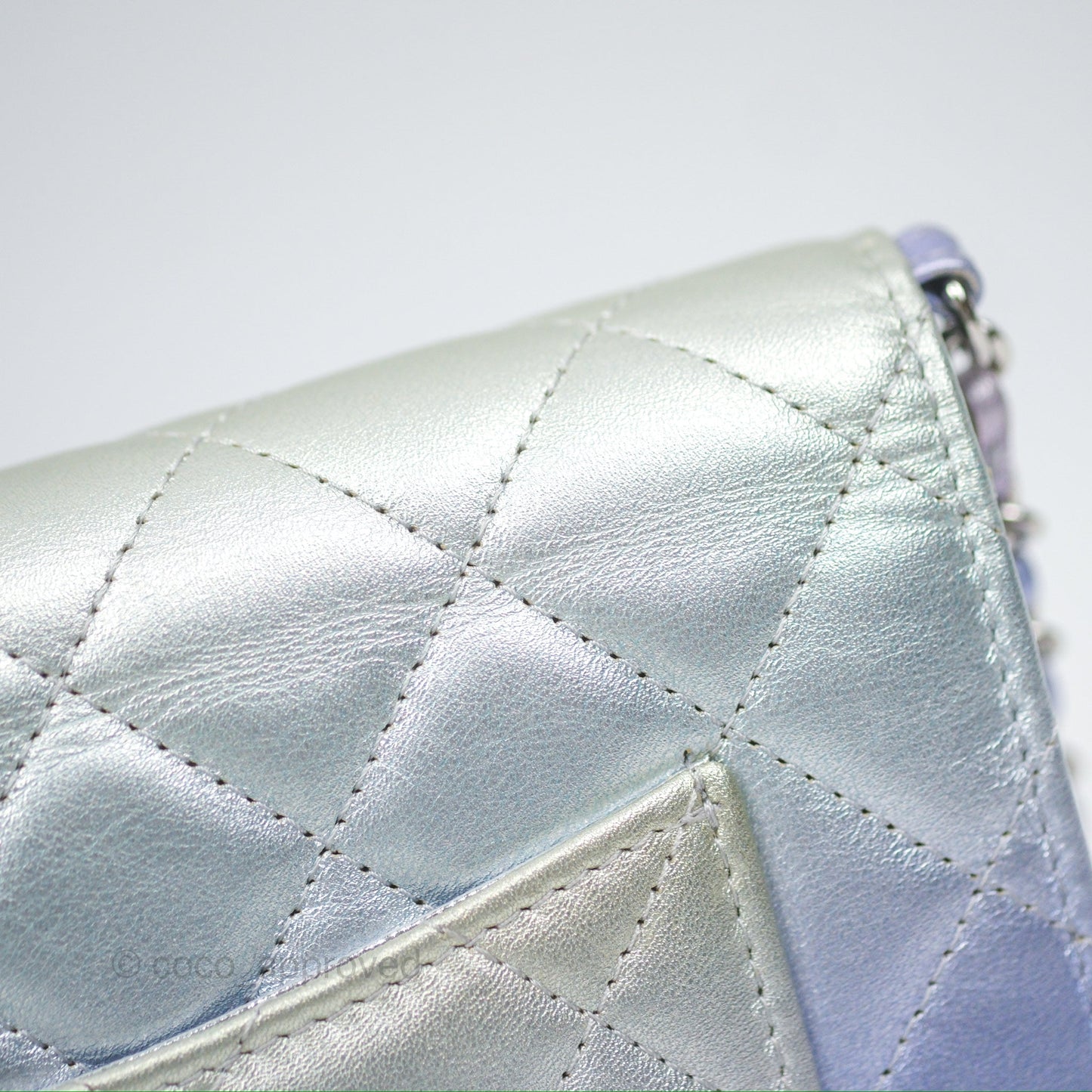 Chanel Classic Quilted Wallet on Chain WOC Iridescent Rainbow Calfskin 21K