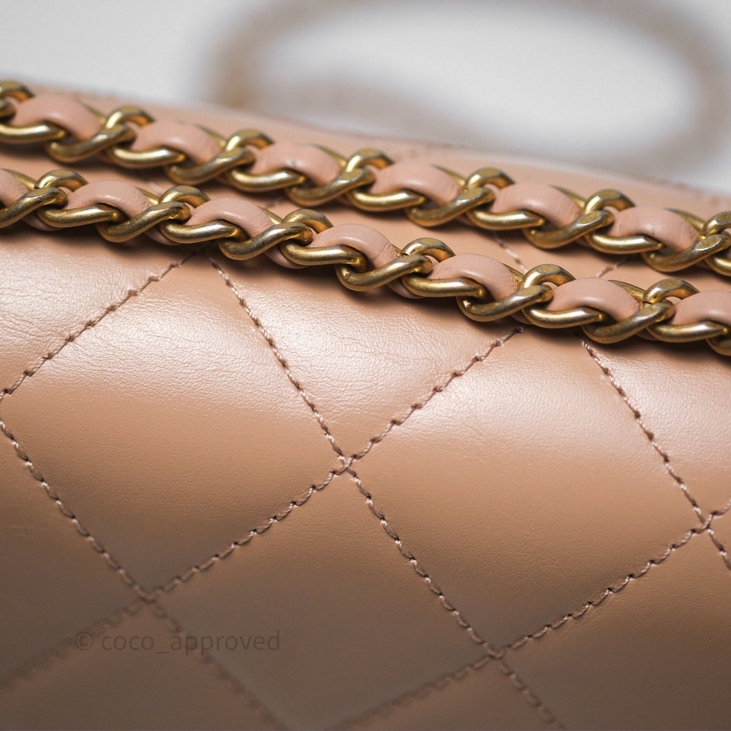 Chanel Quilted Small Perfect Fit Adjustable Beige Calfskin Gold Hardware 21A
