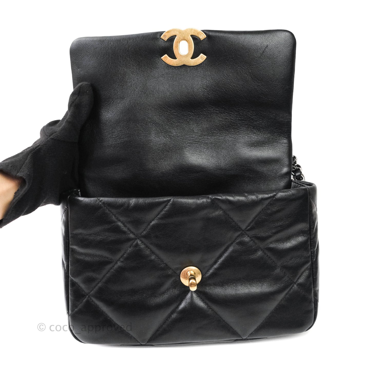 Chanel 19 Small Black Goatskin Mixed Hardware Goatskin