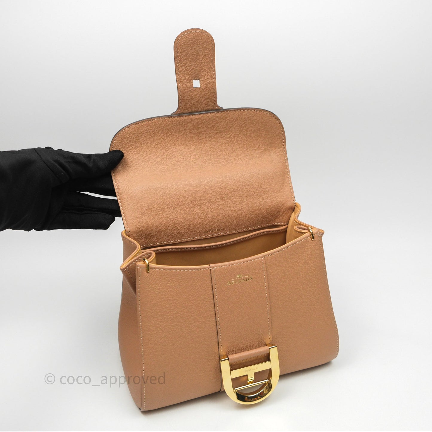 Delvaux Mini Brillant Bag Vison Grained Calfskin Gold Hardware with Twilly