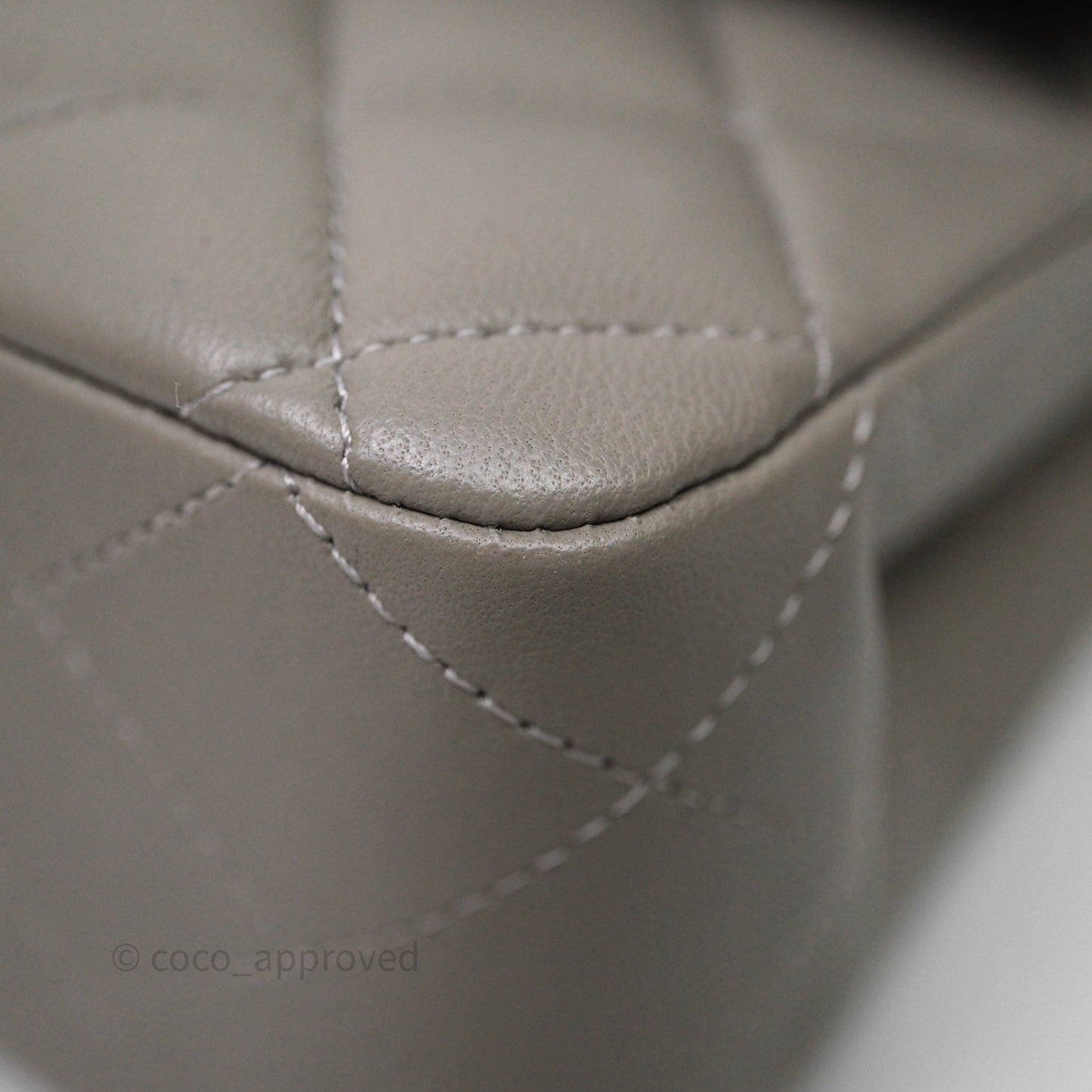 Chanel Classic M/L Medium Flap Quilted Grey Lambskin Silver Hardware