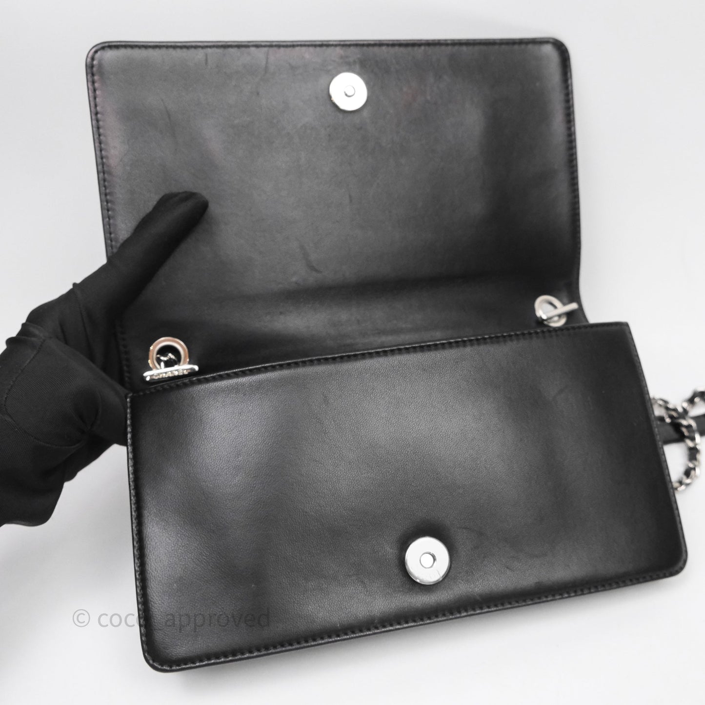 Chanel Crystal Lego Brick Shoulder Bag Black Plexiglass Patent Silver Hardware