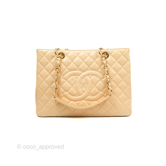Chanel GST Beige Caviar Gold Hardware