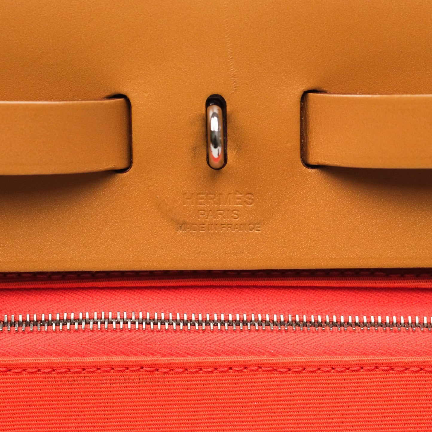 Hermès Herbag Zip 31 Capucine 9T / Fauve 34 Canvas Palladium Hardware