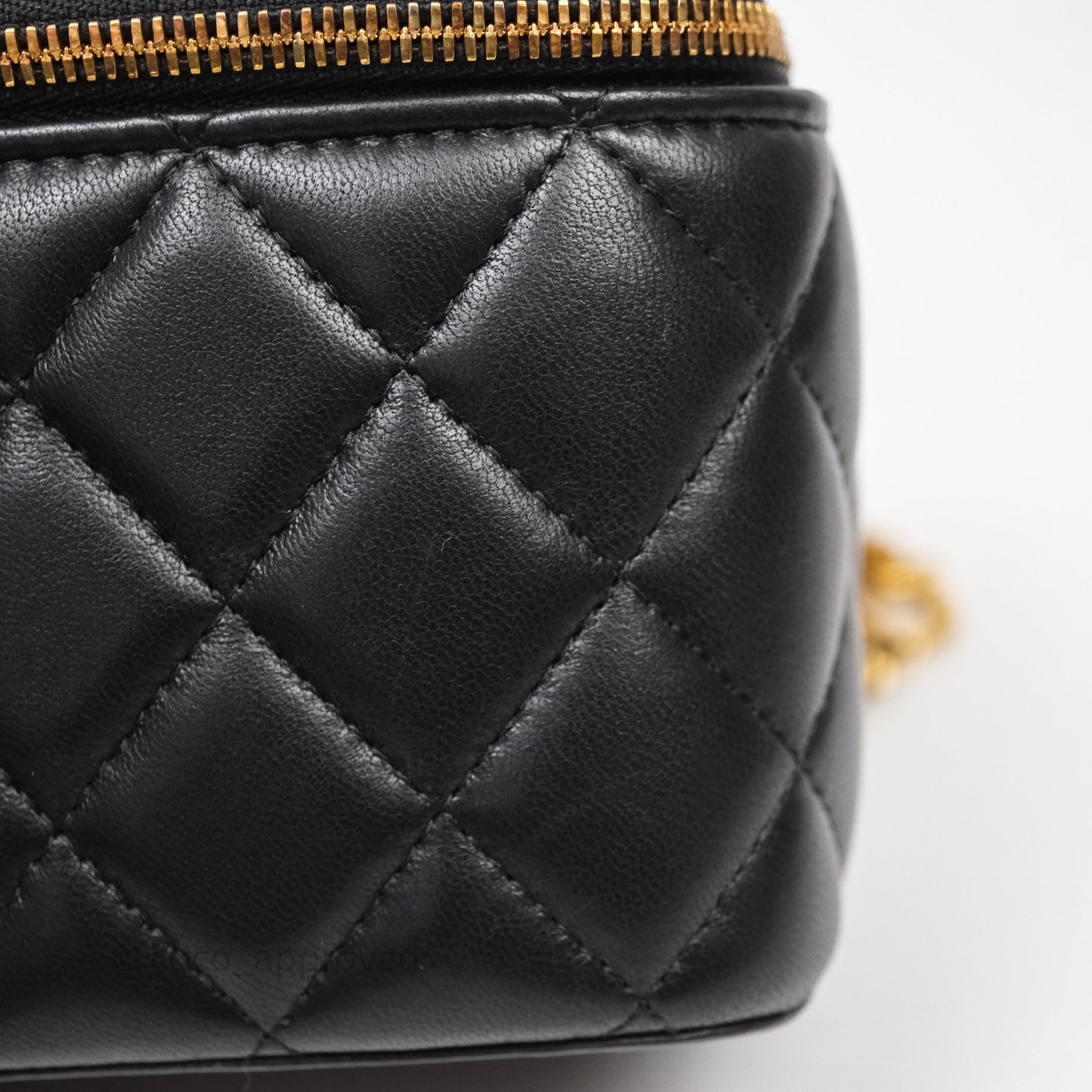 Chanel Vanity With COCO Heart Chain Black Lambskin Aged Gold Hardware