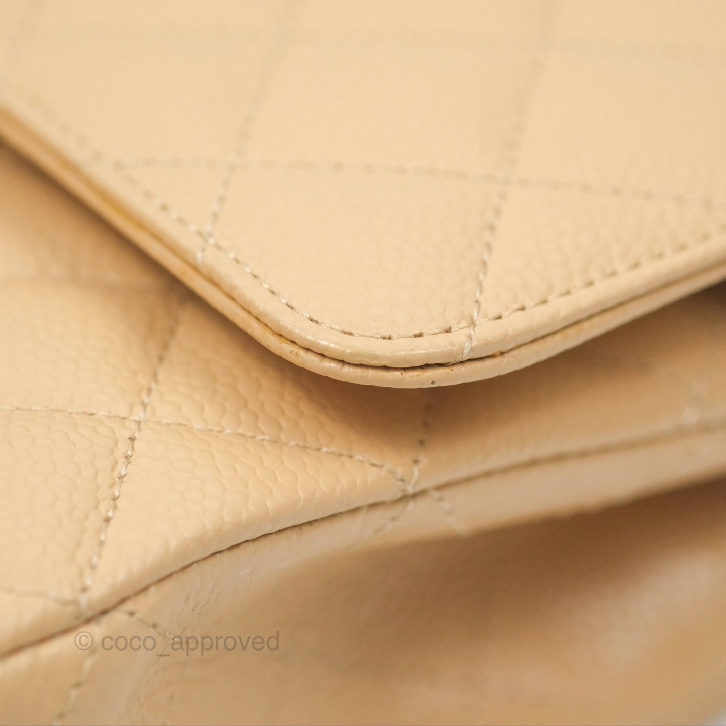 Chanel Classic M/L Medium Flap Quilted Beige Caviar Gold Hardware