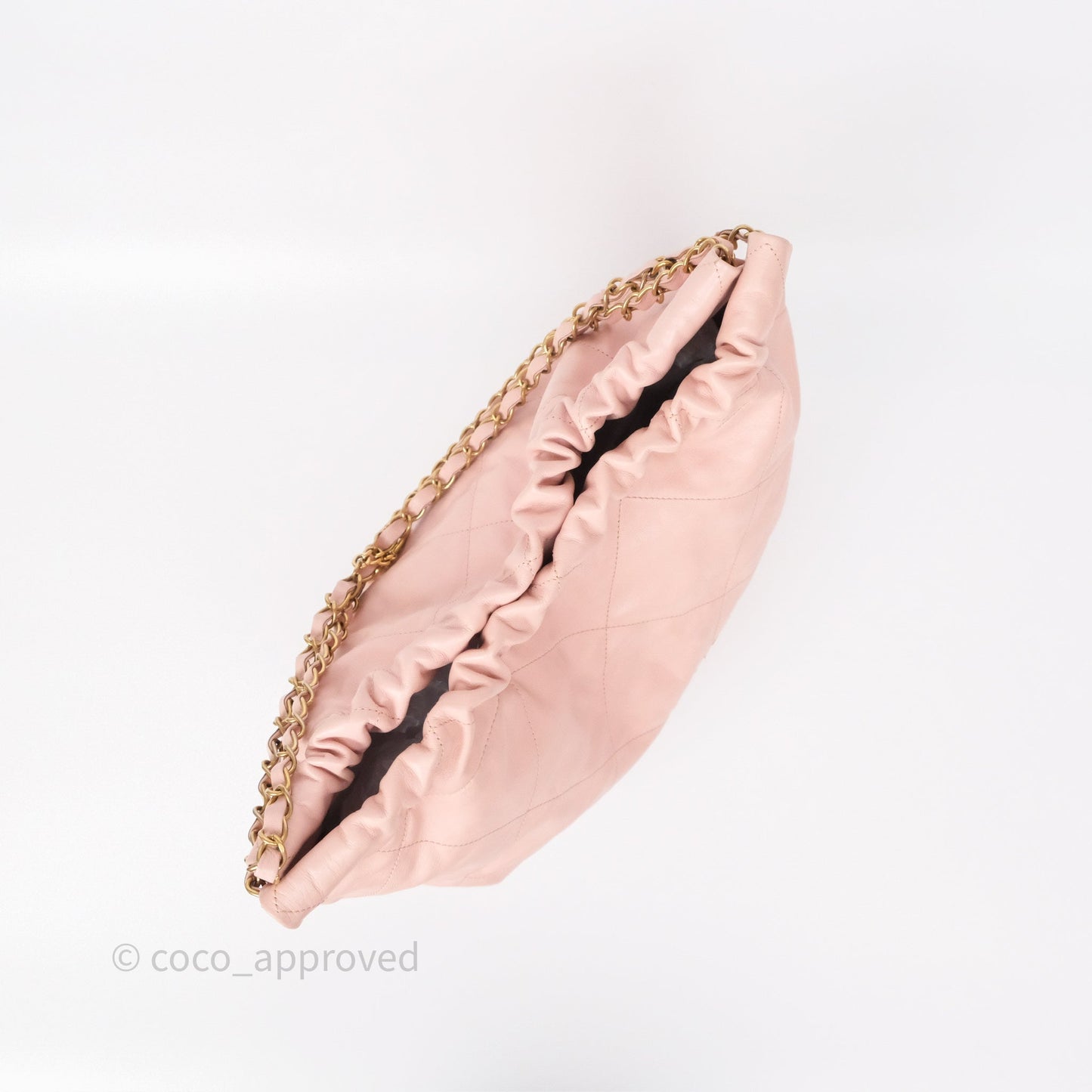 Chanel 22 Medium Pink Crumpled Calfskin Aged Gold Hardware