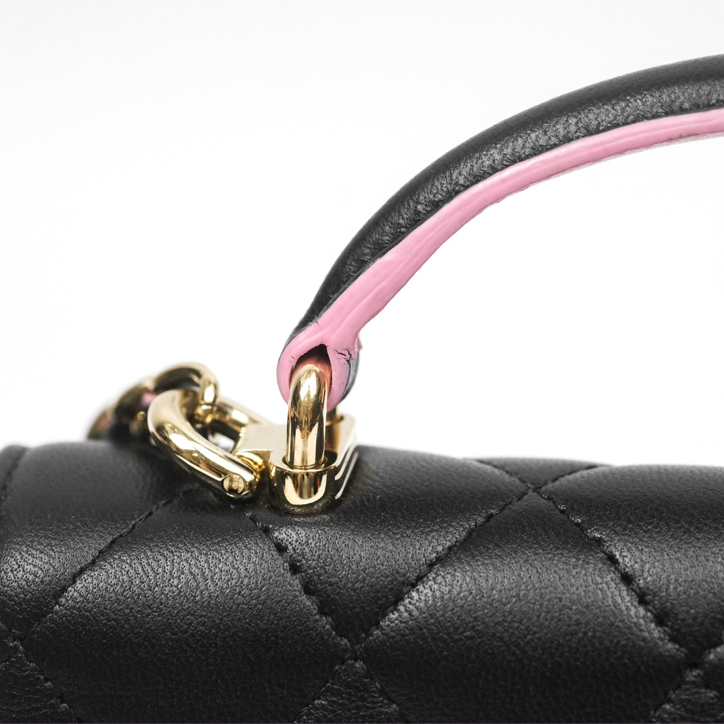 Chanel Top Handle Mini WOC Phone Holder Black/Pink Lambskin Gold Hardware 23P