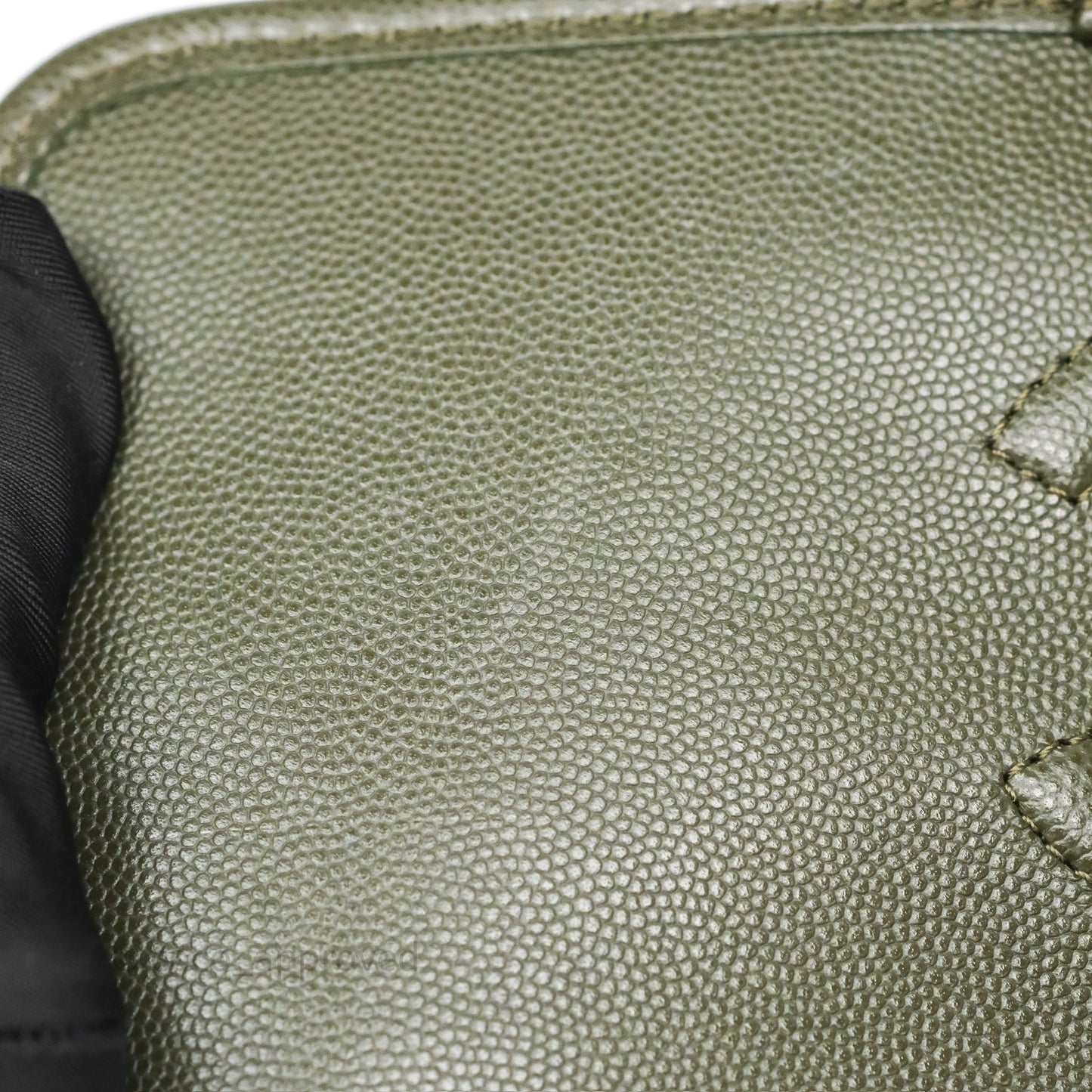 Chanel School Memory Top Handle Flap Army Green Caviar Aged Gold Hardware