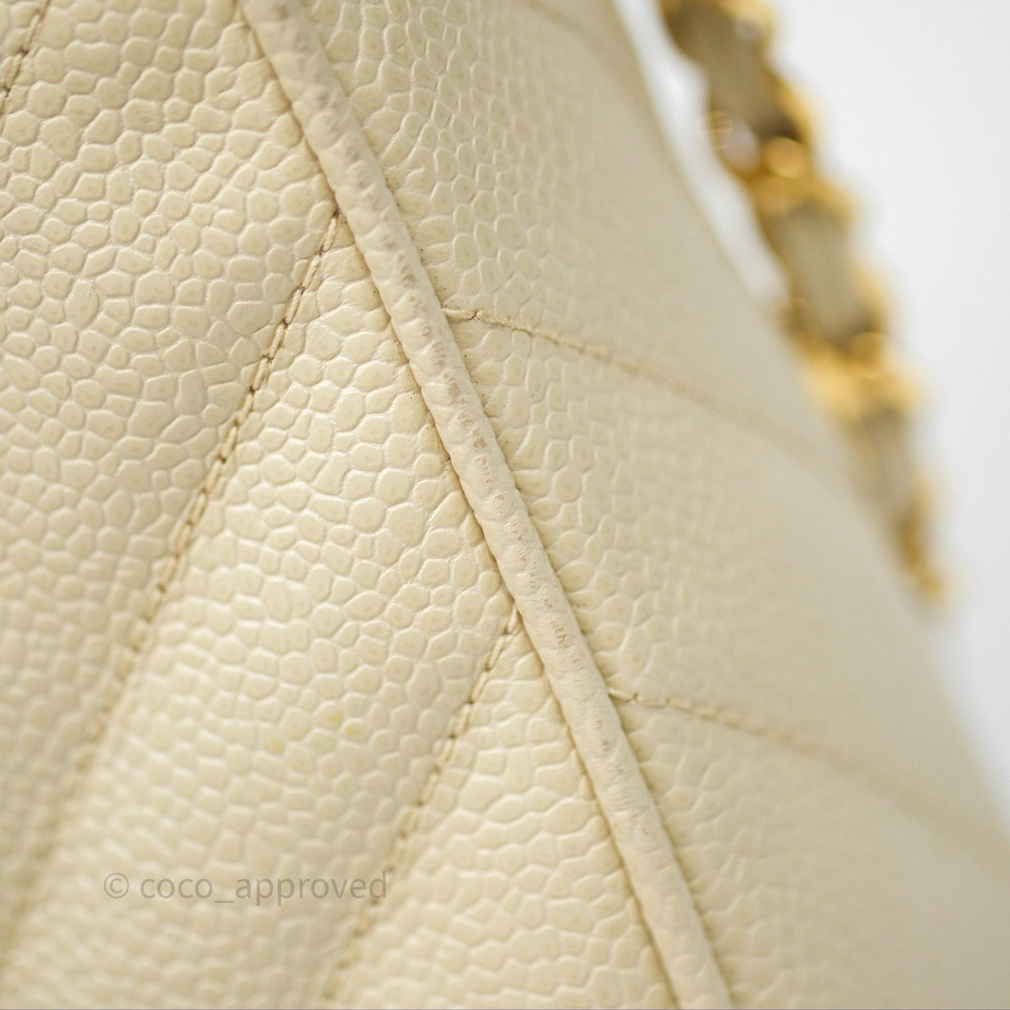 Chanel Vintage Chevron Camera Bag Light Beige Caviar Gold Hardware