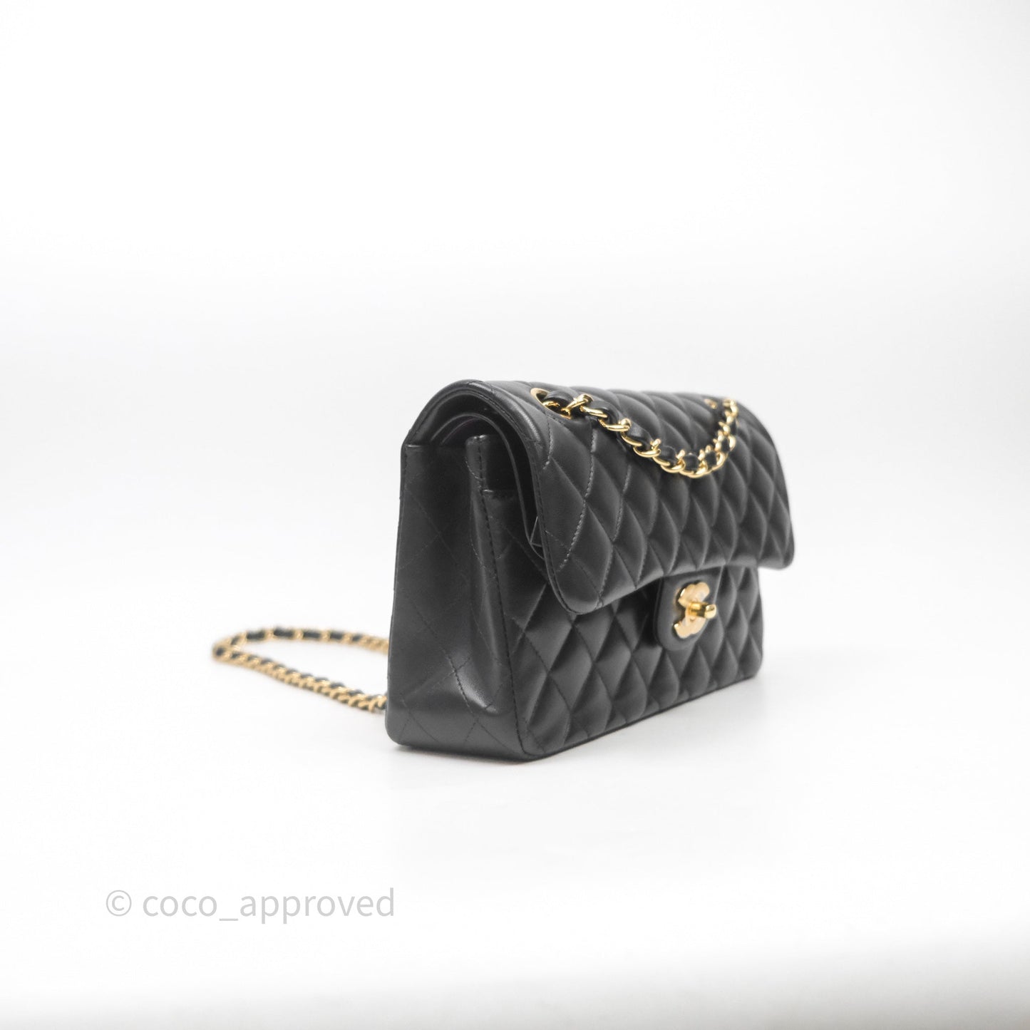 Chanel Small Classic Flap Quilted Black Lambskin Gold Hardware